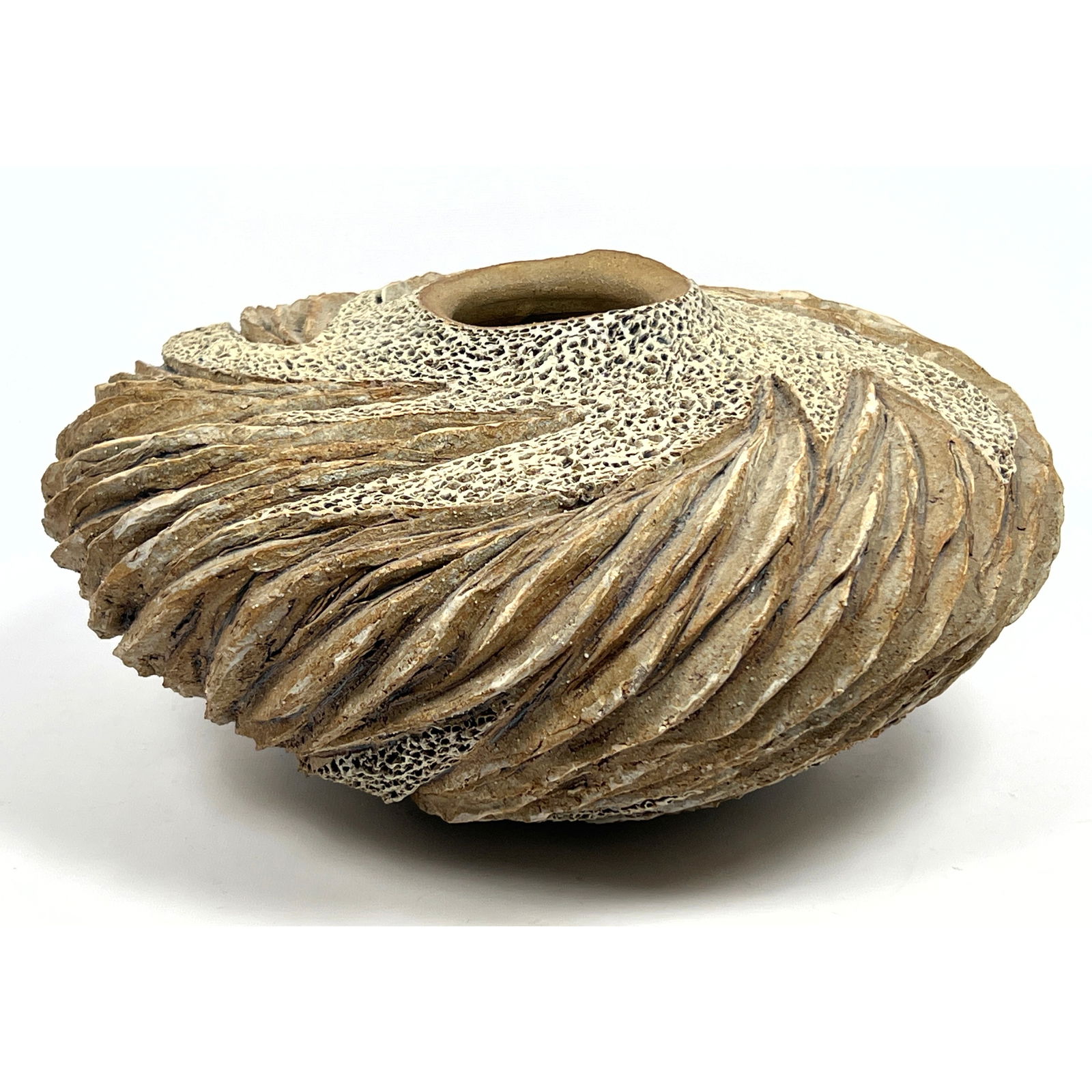 Large 15 Inch Anne Goldman "Wind Drift" stoneware vessel. Coastal Rock or Sea Erosion (1 of 9)