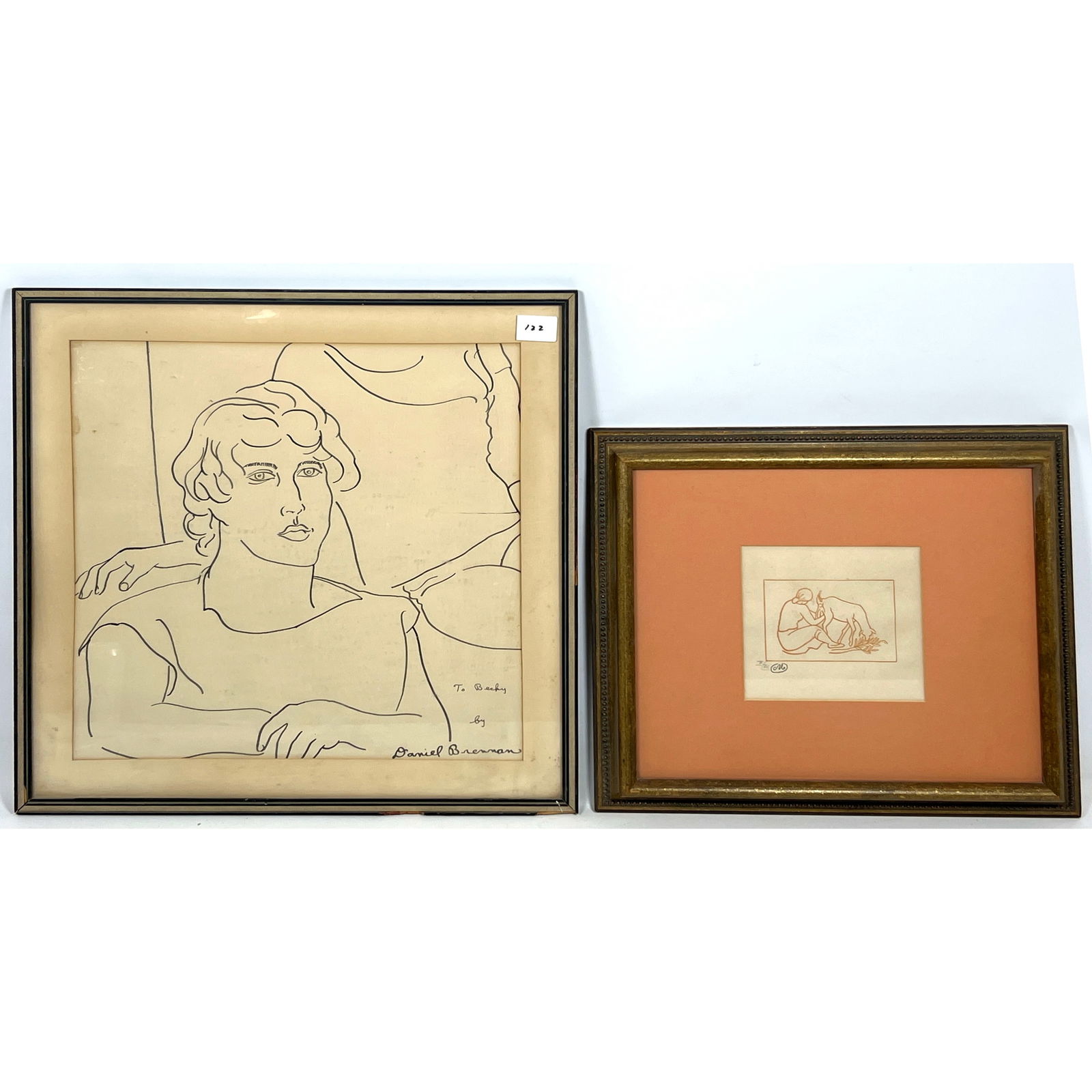 2pc Modern Art. ARISTIDE MAILLOL (1861 - 1944) woodcut on paper Woman Milking a Goat. DANIEL BRENNAN (1 of 14)