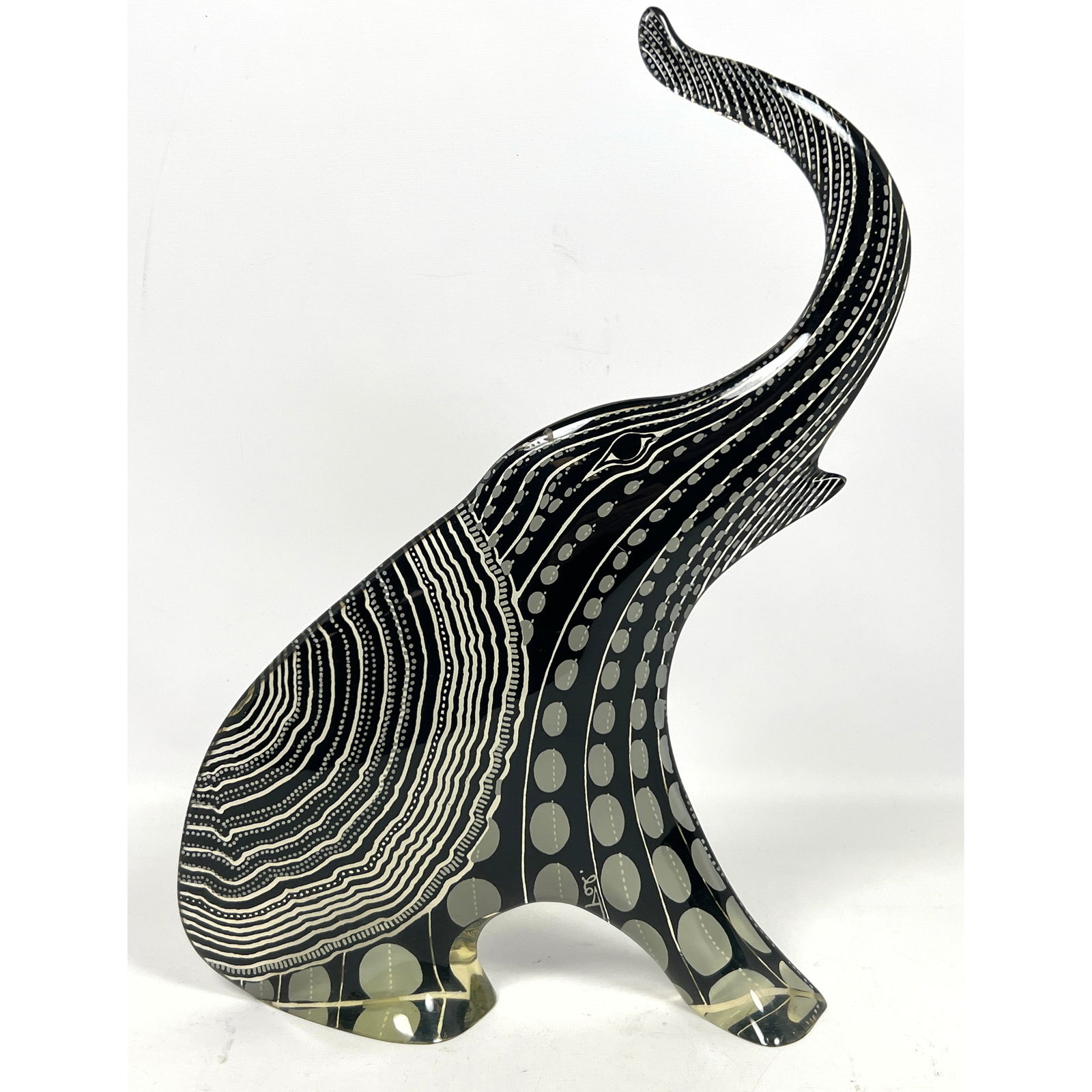 Large PALATNIK Brazil Op Art Lucite 15" sculpture. Black and Gray graphic images in clear lucite fig (1 of 10)