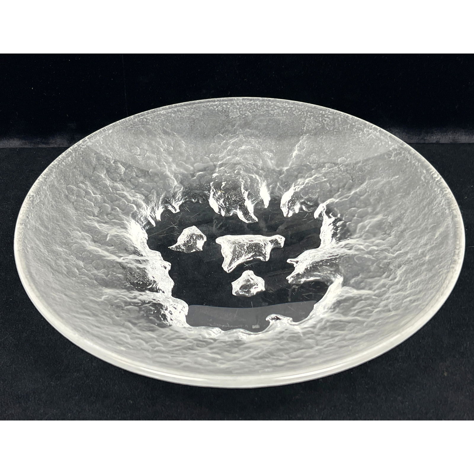 Hoya Snow Lake Crystal center bowl or dish designed by Saburo Funakoshi. Marked. (1 of 8)