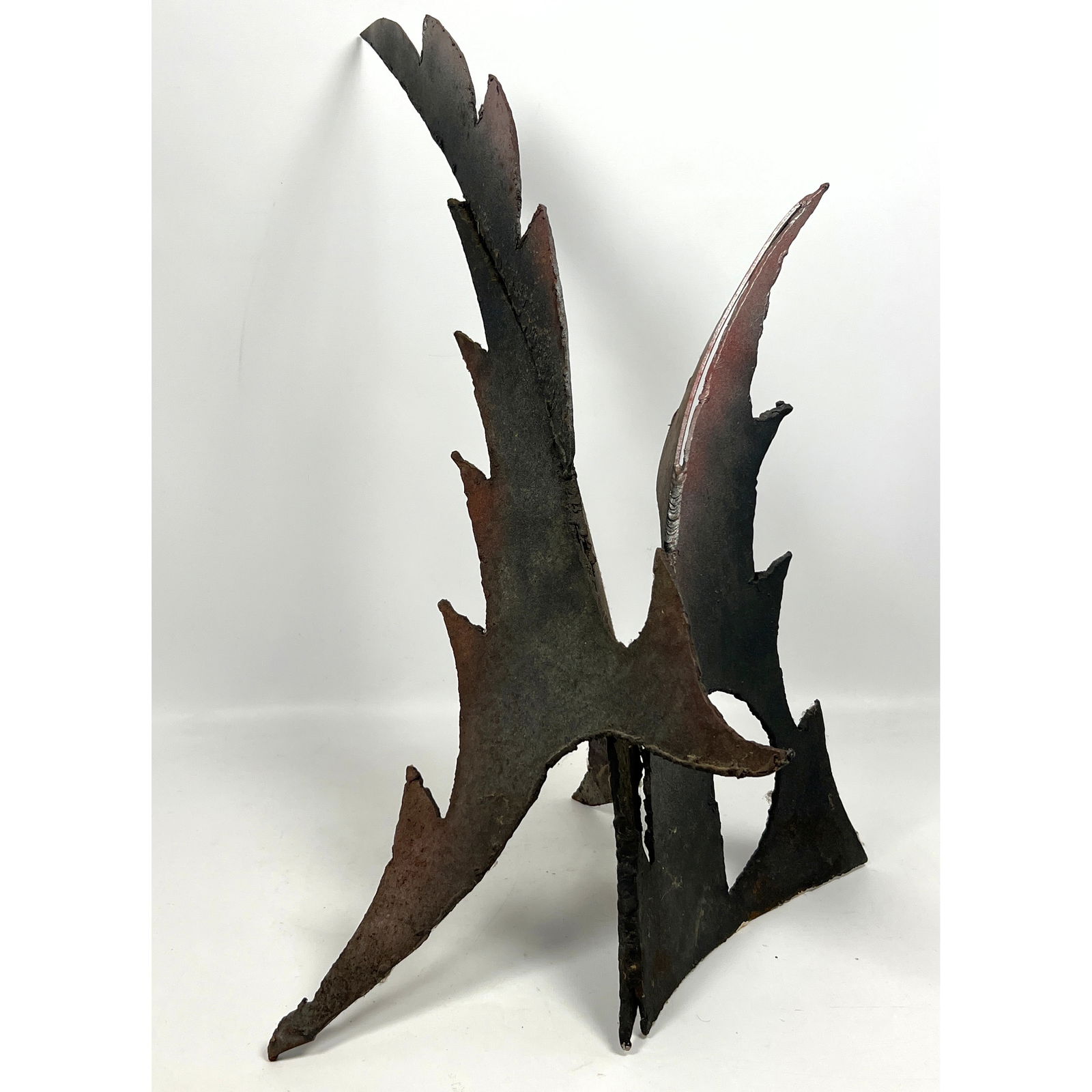 Brutalist Torch Cut Metal Modernist Sculpture. Sharp Raw Edges. Welded form. No marks found. (1 of 8)
