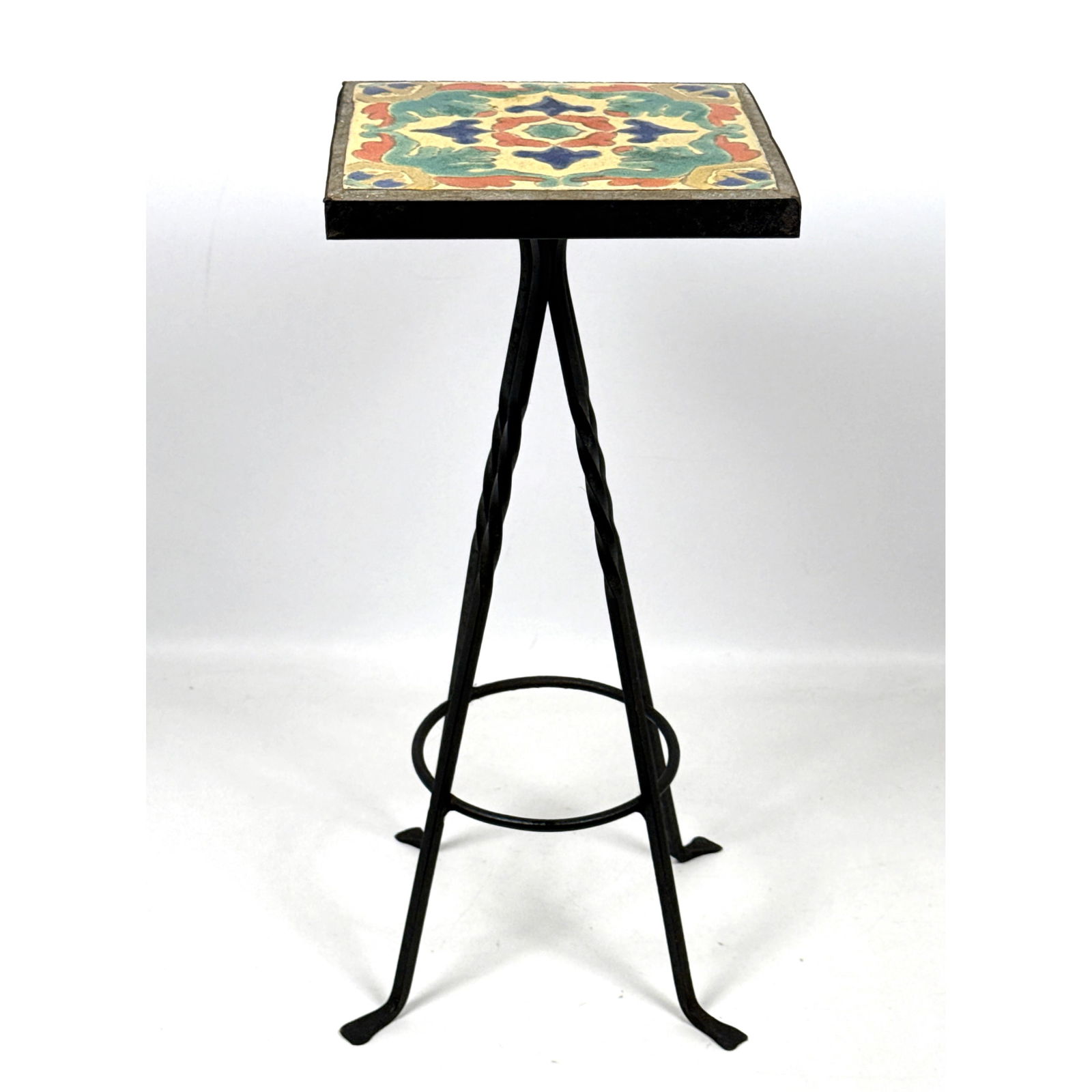 California Mission Catalina Tile Top Drink Stand Table. Iron base. (1 of 8)
