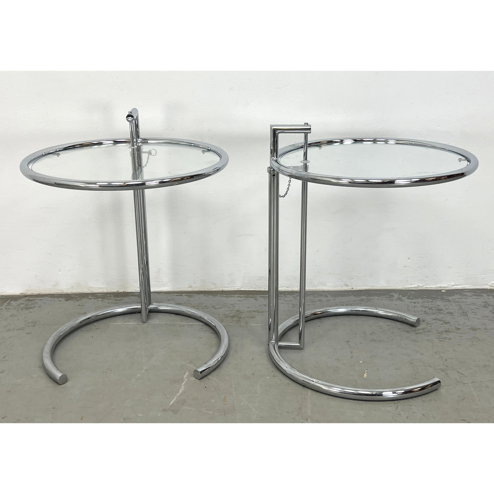 Pair Eileen Gray Style Adjustable Side Tables. (1 of 9)