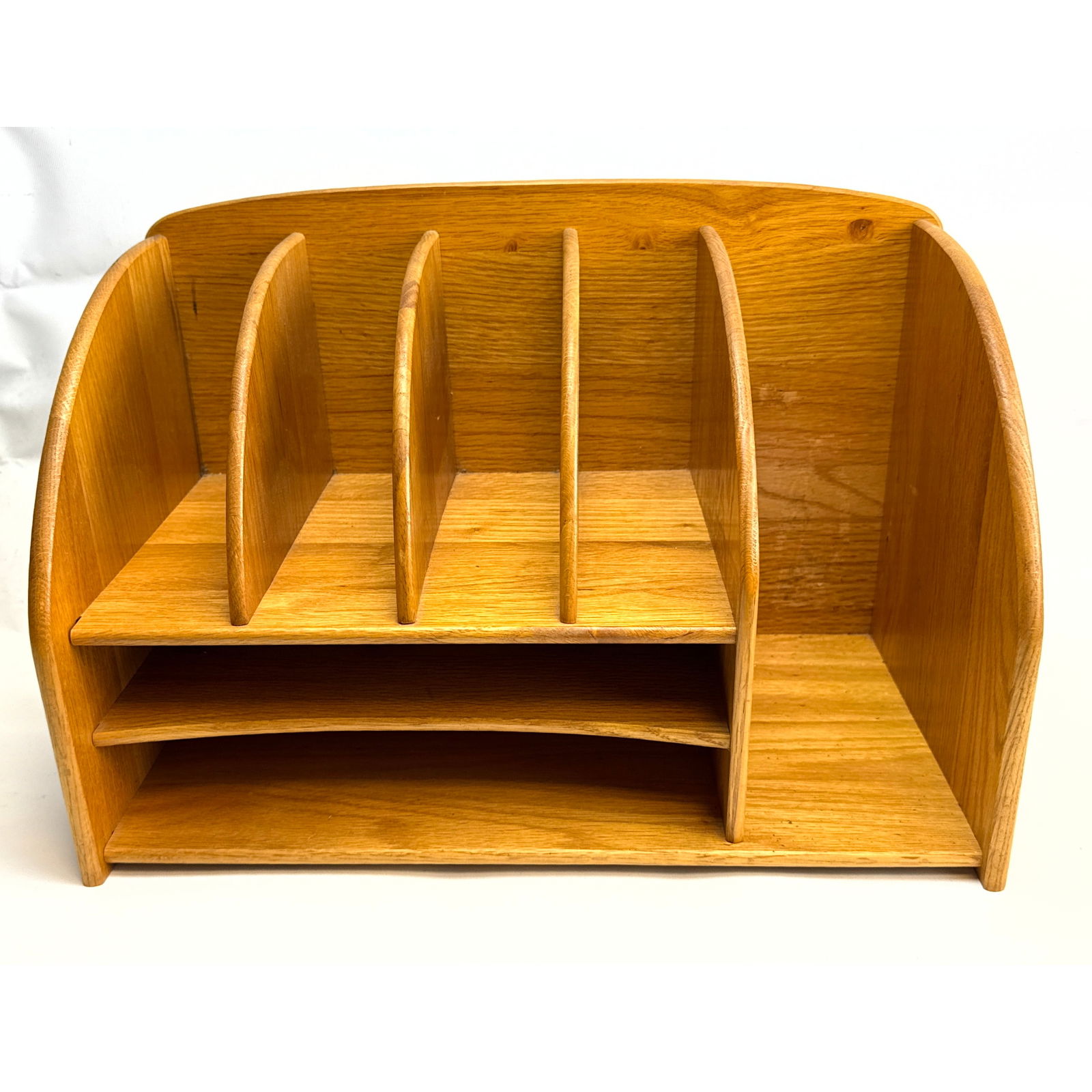 MCM Teak Desk Organizer. Paper File. Desk Top Organizer with in/out compartments and cubbies. Modern (1 of 7)