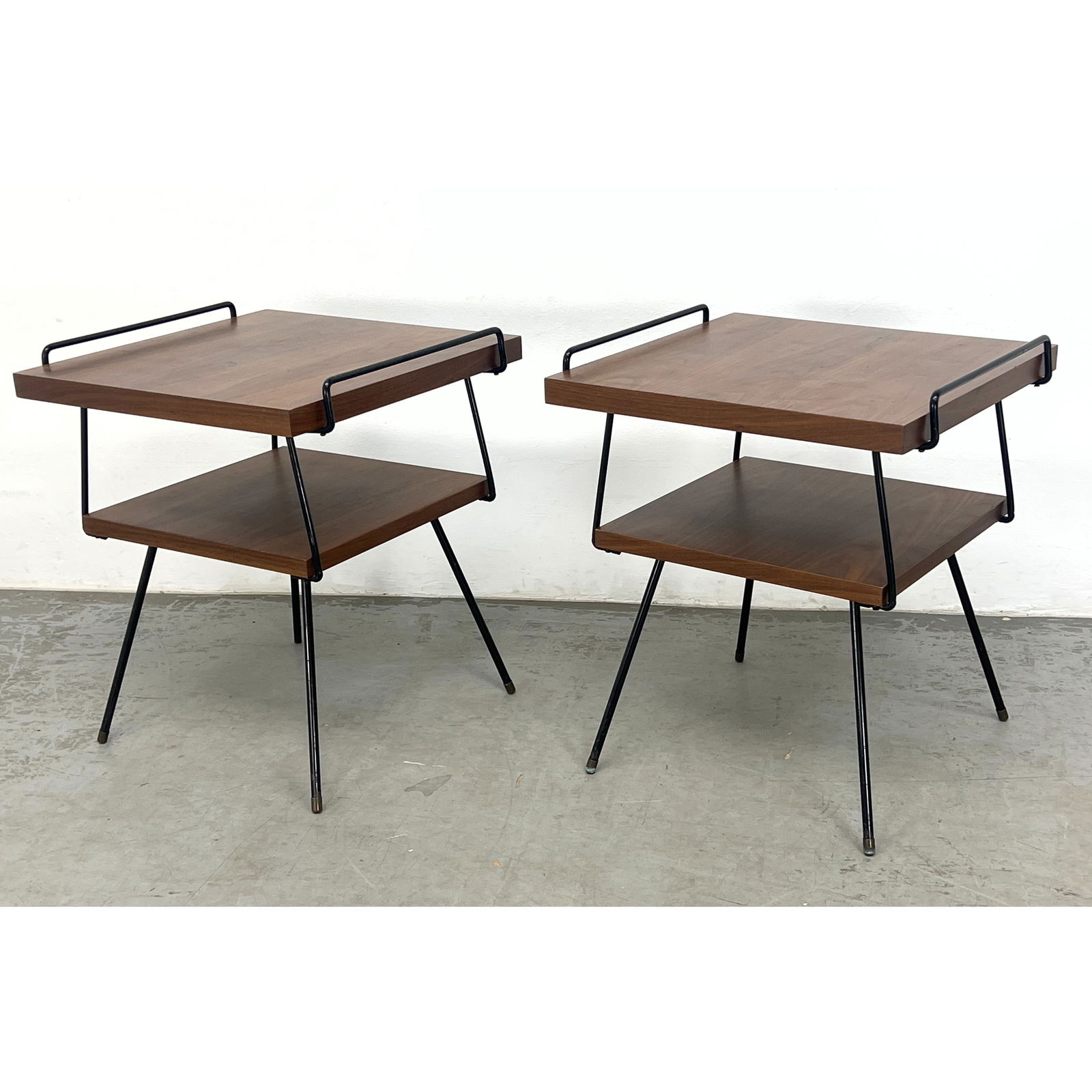 Pair Tony Paul Style Walnut and Iron End Side Tables (1 of 11)