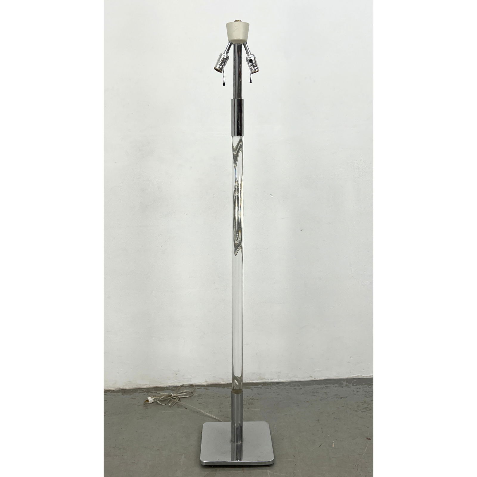 METALART Spain Chromed Metal, Lucite Floor Lamp. modernist Lighting. Partial Label. (1 of 9)