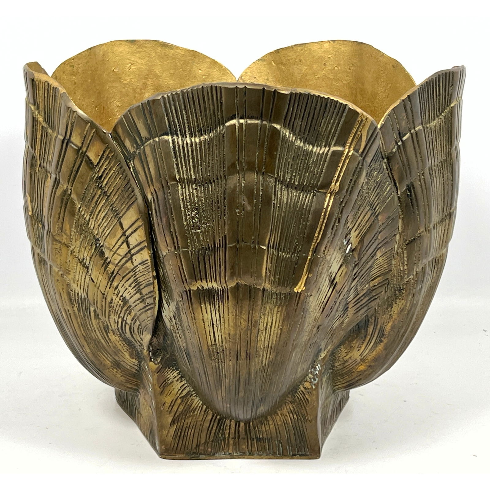 Brass Shell Form Planter Jardiniere. Solid. Nice Casting. (1 of 10)