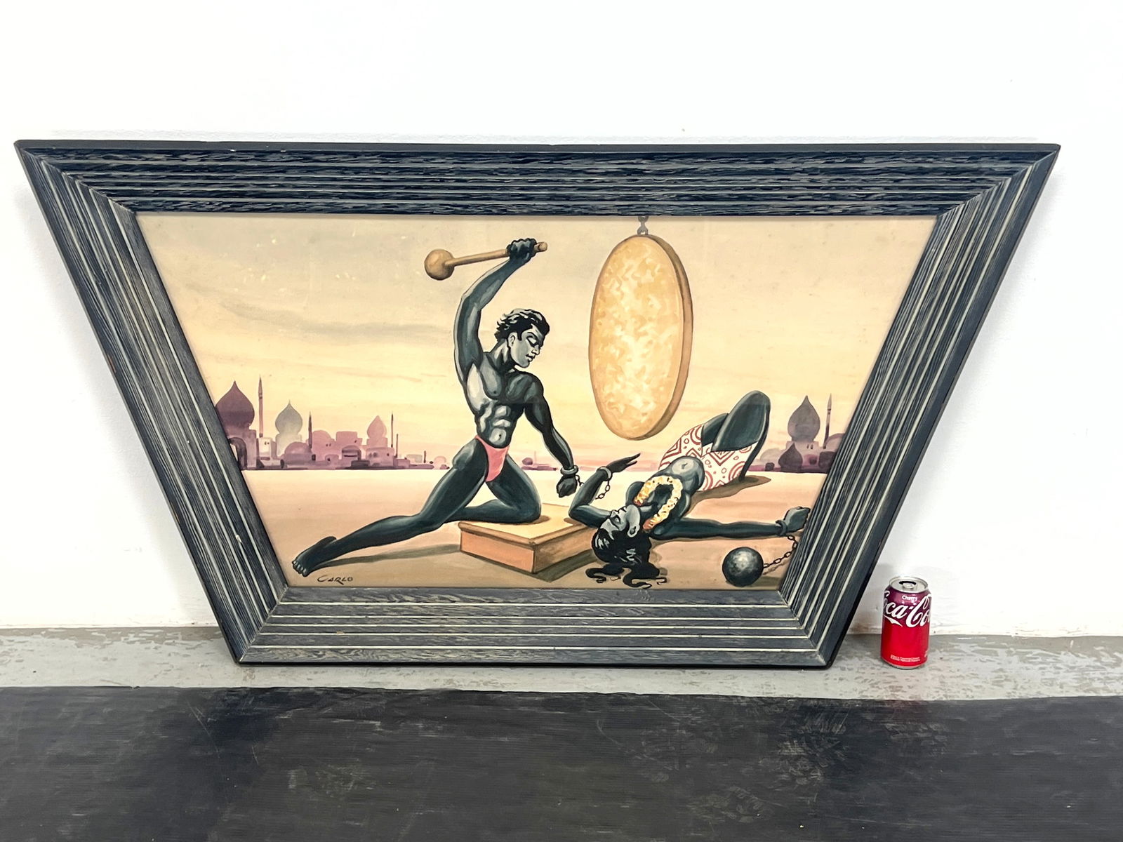 CARLO 50s Modern Painting in Angled Mid Century Modern Frame. (1 of 7)