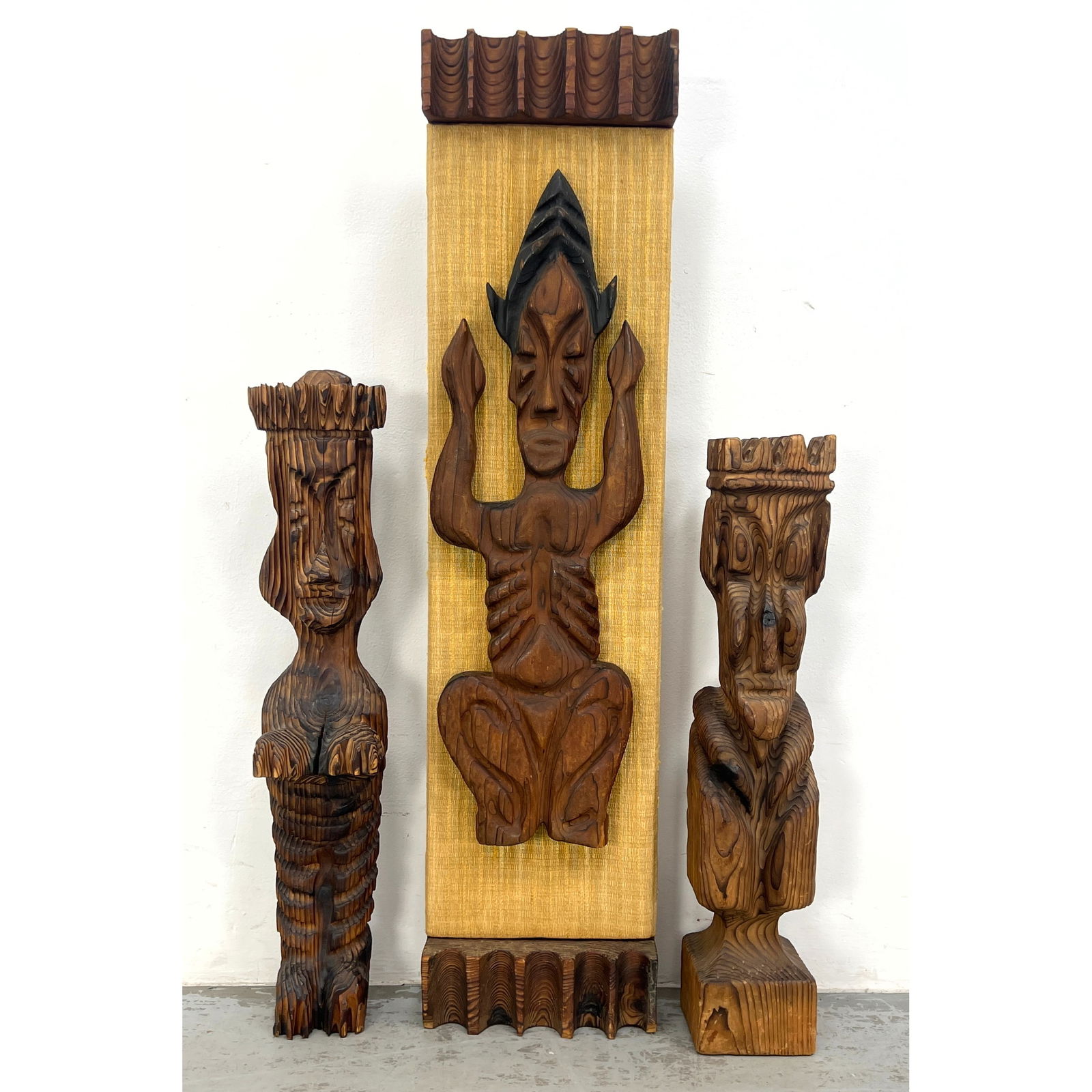 3pcs 50s Witco Mid Century Tiki Carved Wood Wall Deco and Sculptures. Witco Style. (1 of 19)