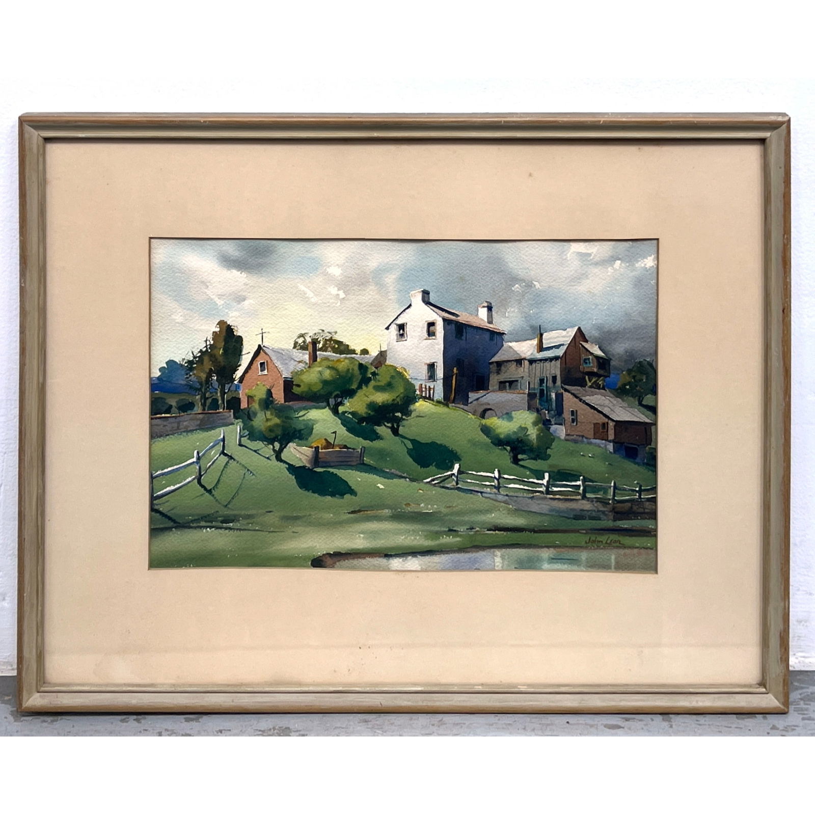 JOHN LEAR Watercolor Painting under Glass. Rural landscape. (1 of 8)