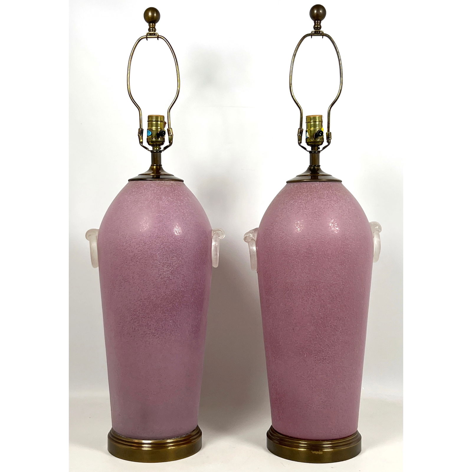Pair Large Murano Scava Glass Table Lamps. 1985 Chapman Label. (1 of 11)