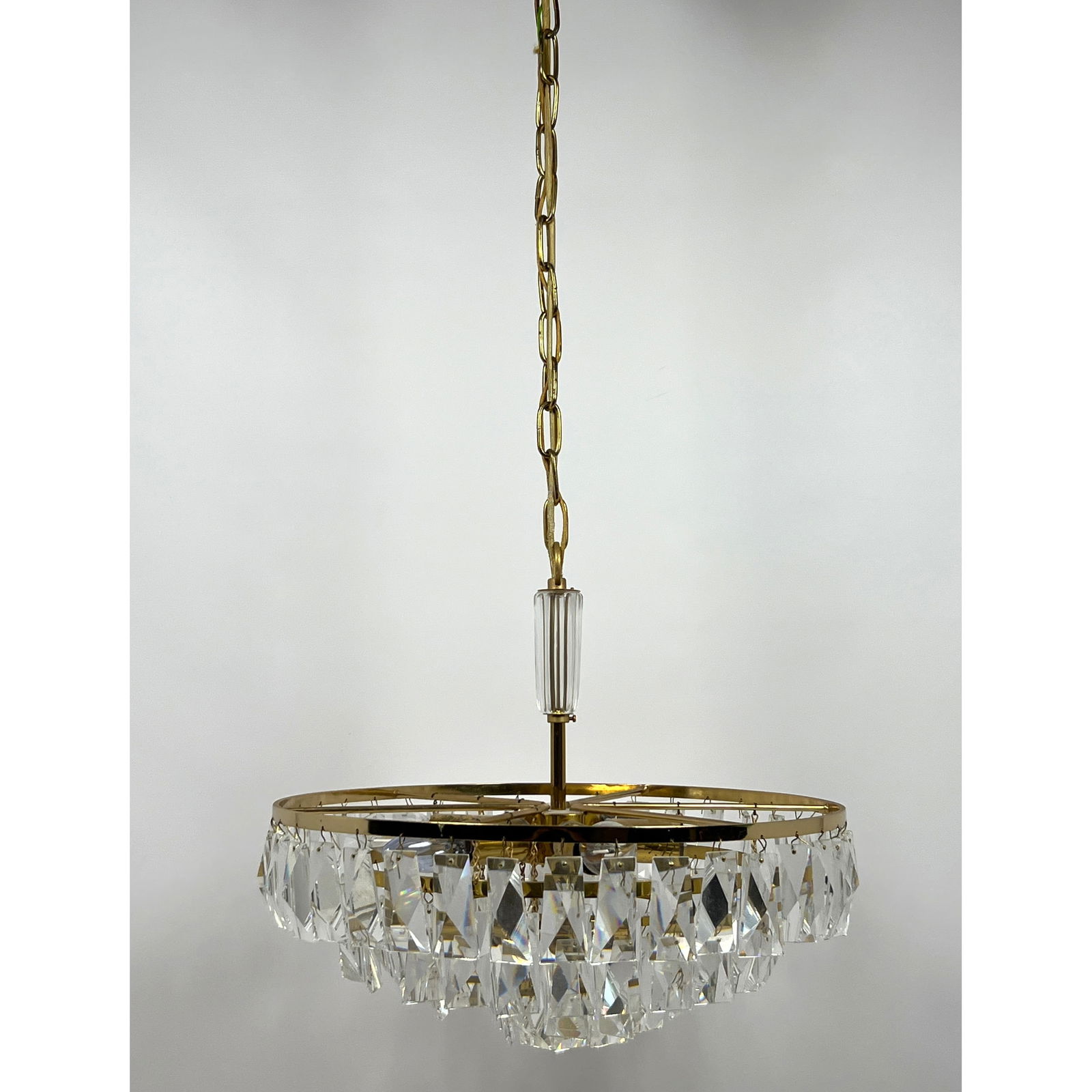Palwa style brass and crystal chandelier Pendant Lamp. (1 of 7)
