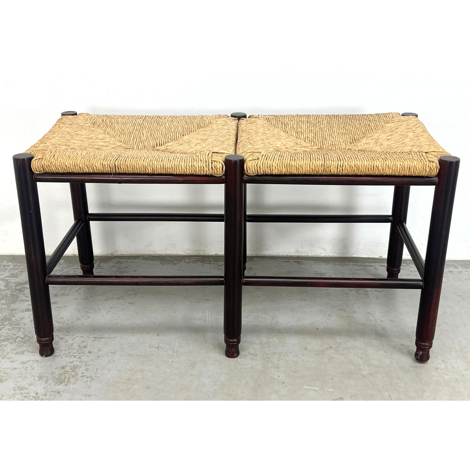 Vintage Double seat Bench with Woven Cord Seats. (1 of 8)