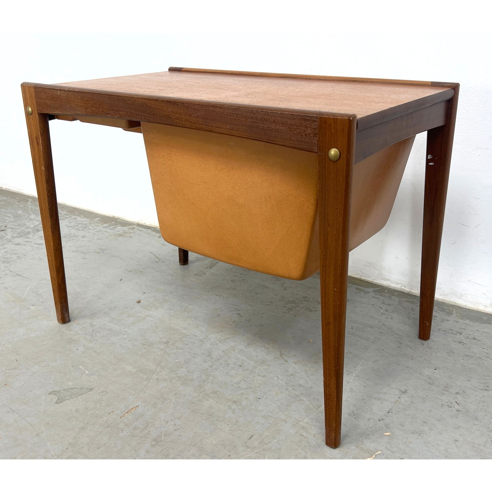Danish Modern Teak Sewing work Stand with Plastic Storage Compartments. (1 of 7)
