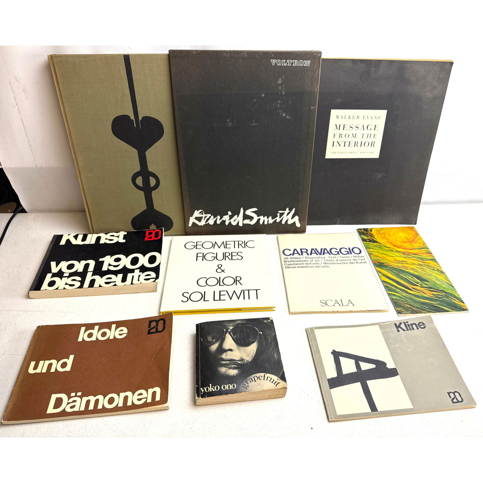 10pcs Art Books. David Smith, Walker Evans, Kline, Yoko Ono, Sol LeWitt,: 10pcs Art Books. David Smith, Walker Evans, Kline, Yoko Ono, Sol LeWitt, Dimensions: Height: 14.5 inches, Width: 14 inches. --- US Packing and Shipping charge: In house shipping available. Will be cal
