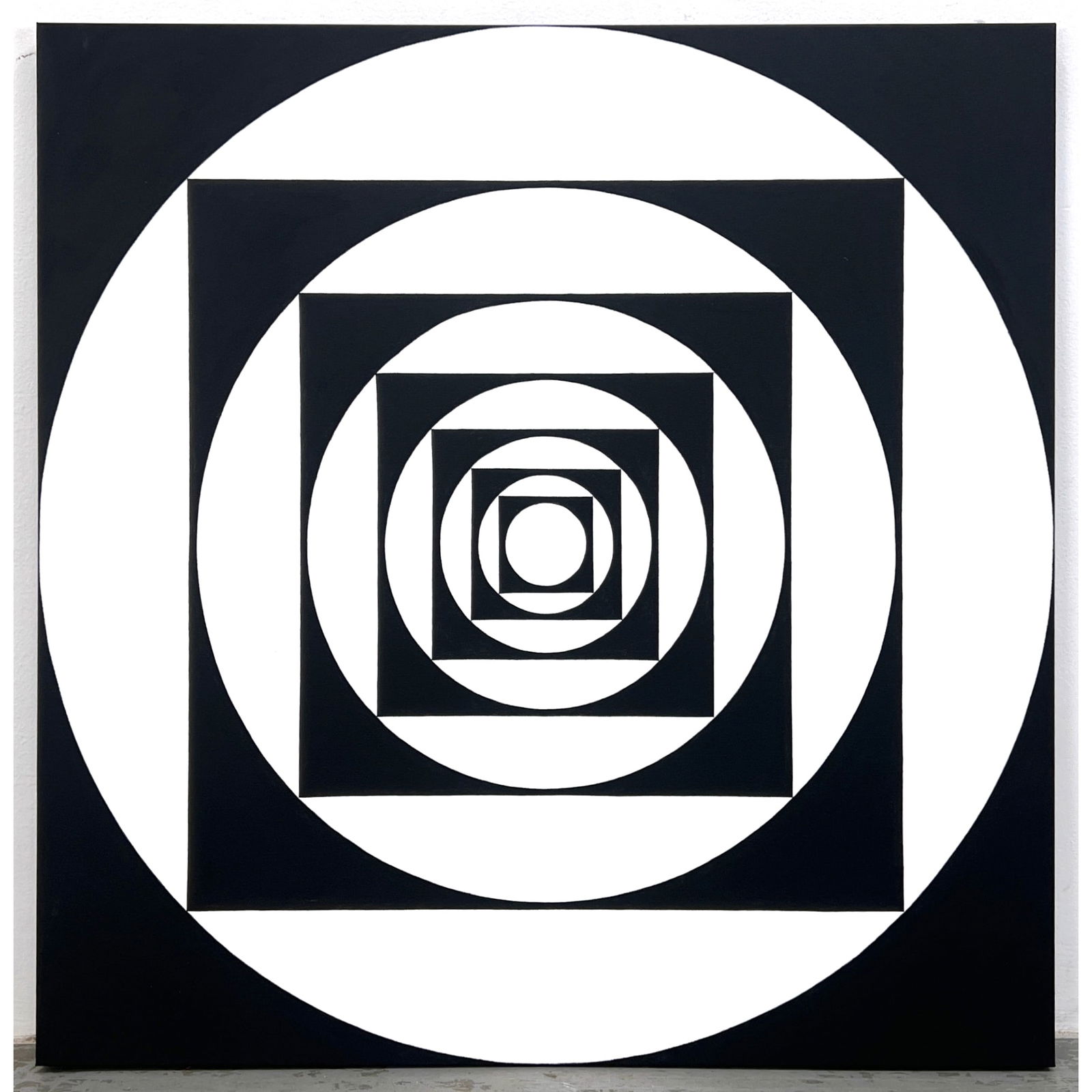 TIM RAY FISHER Modernist OP ART Painting. Black and White Vanishing Point. (1 of 7)