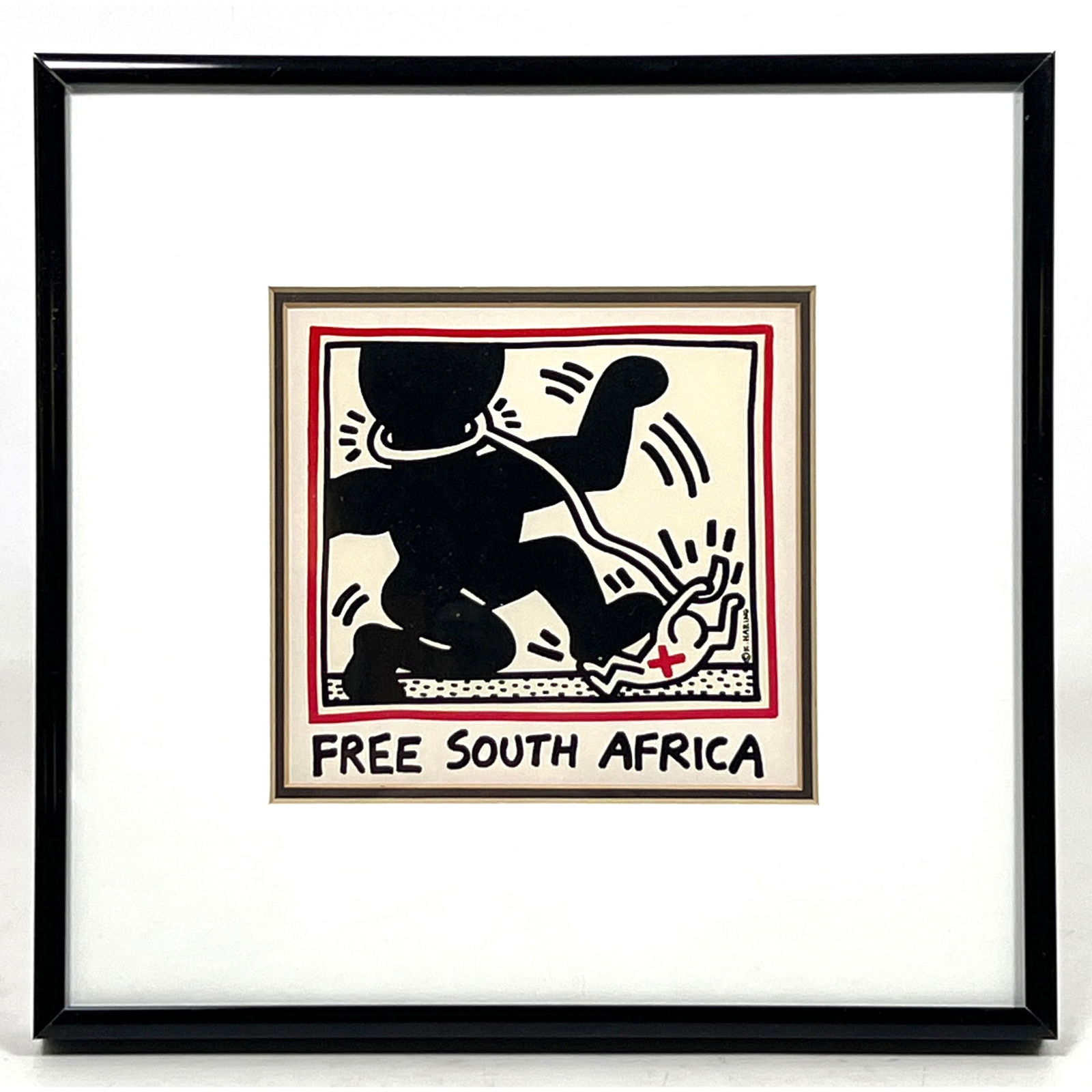 Framed Keith Haring 1985 free South Africa postcard (1 of 6)