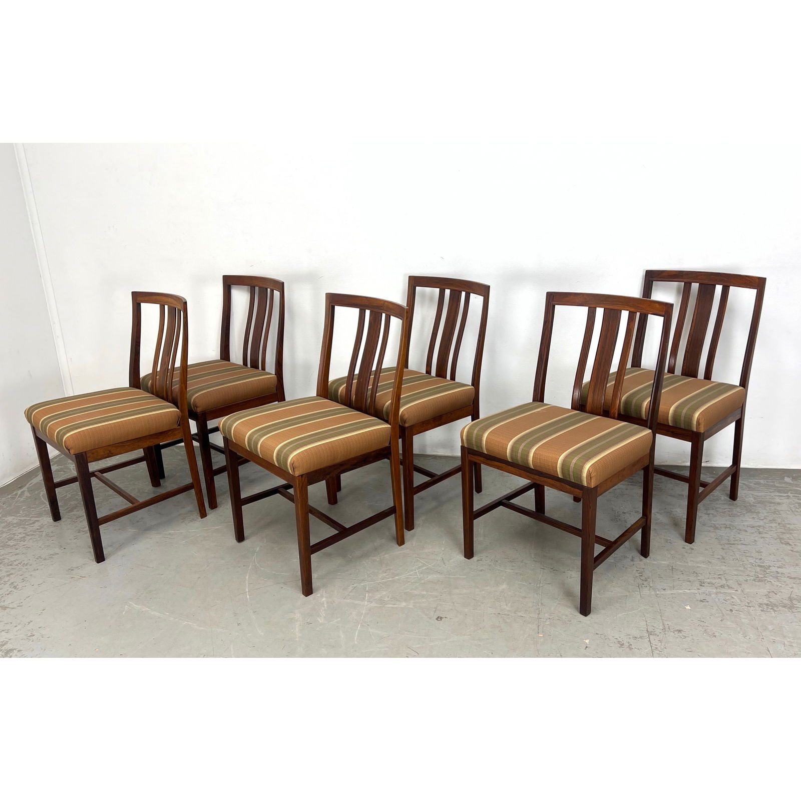 6 Vintage Swedish Bertil Fridhagen Bodafors Rosewood Dining Chairs Sweden. Recessed detailing on bac (1 of 17)
