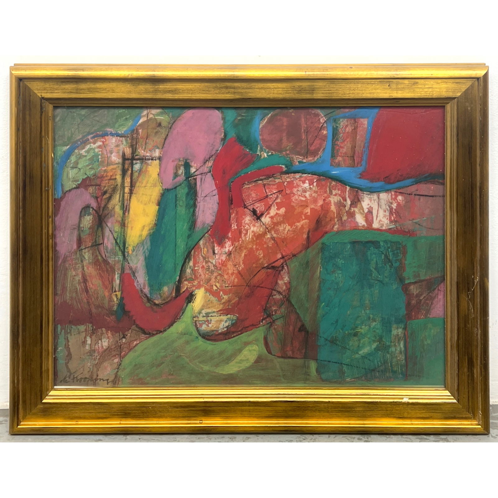 Willem De Kooning Print Laid on Foam Board. Framed under glass.: Willem De Kooning Print Laid on Foam Board. Framed under glass. Dimensions: Frame Height: 29 inches, Frame Width: 36 inches. - Image Size: Image Height: 22.5 inches, Image Width: 29.5 inches. --- - We
