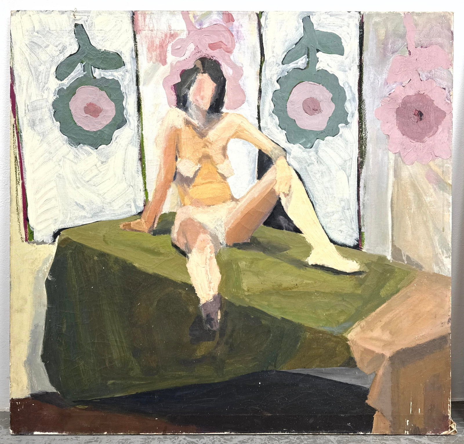 Large Impressionist female nude painting on Canvas. Unsigned.: Large Impressionist female nude painting on Canvas. Unsigned. Dimensions: Height: 30 inches, Width: 30 inches. --- US Packing and Shipping charge: $95 Plus required insurance at a rate of $2 per hundr