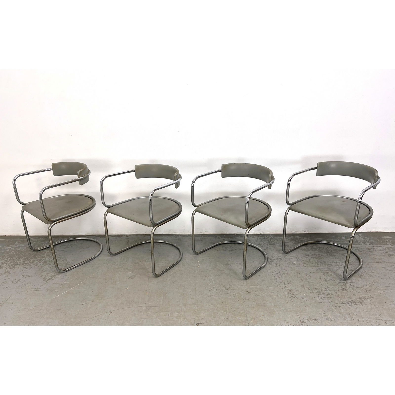 Set 4 Italian Style Tubular Chrome Dining Chairs. (1 of 14)