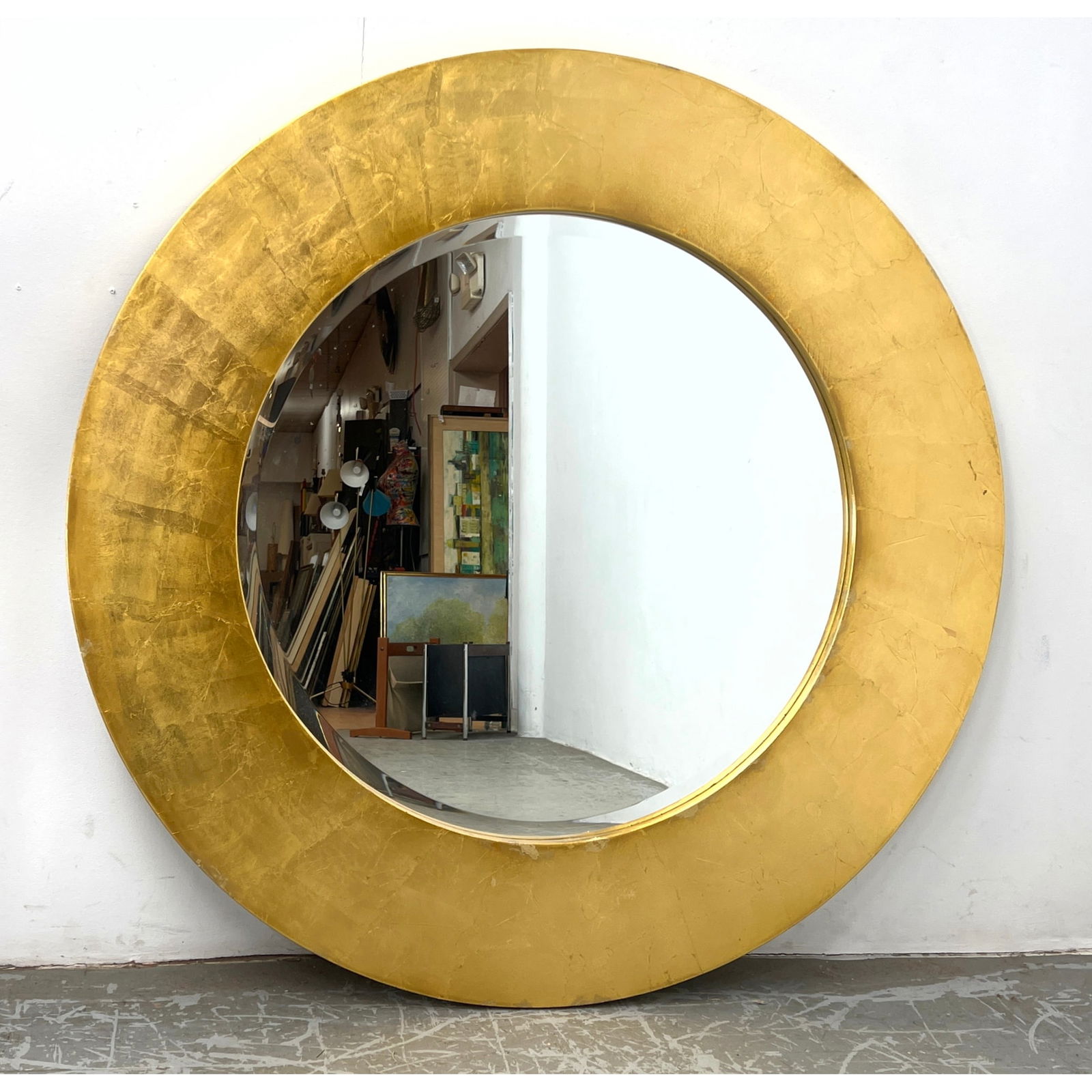 Large JIMECO Colombia Oversized Gilt Wood Framed Mirror. Wide Round Frame. Label. (1 of 5)