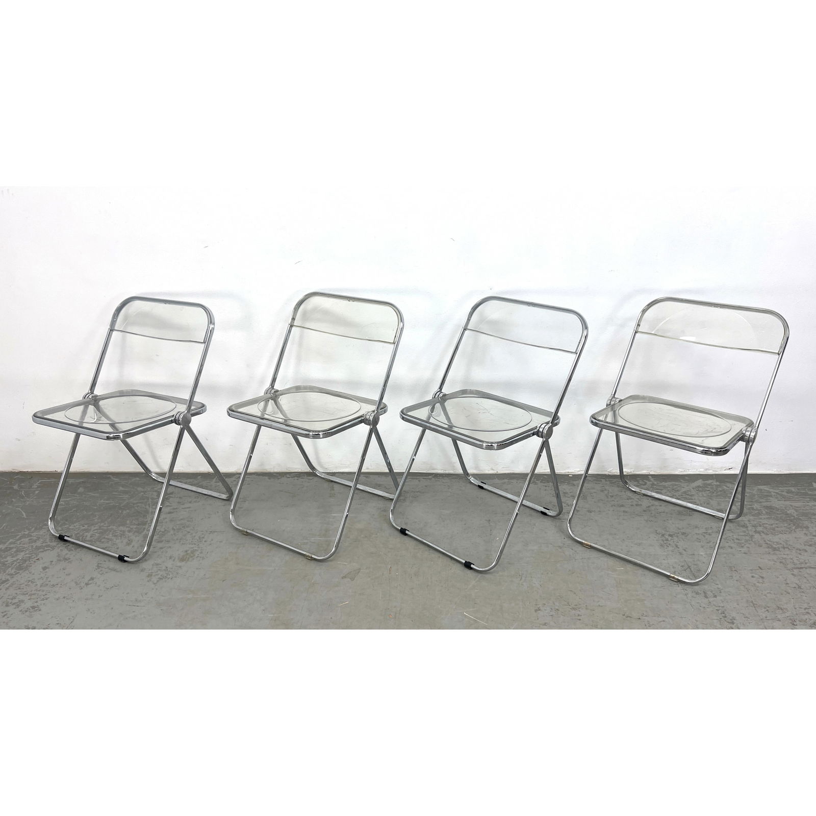 Set 4 P/ia Molded Lucite CASTELLI Folding Chairs. Chromed metal frames. Italy. Italian. Marked. (1 of 13)