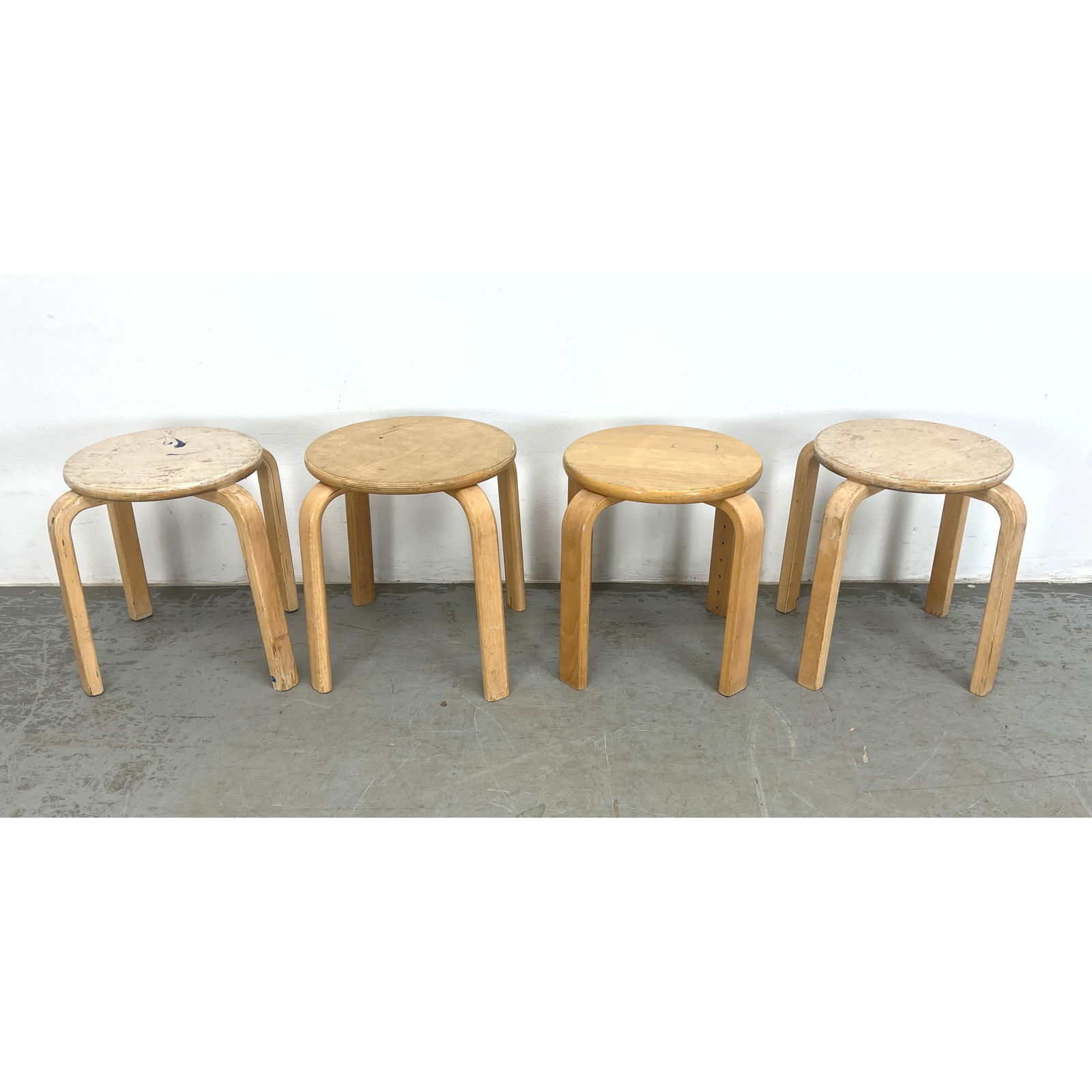Set 4 Alvar Aalto E60 Style Stool Tables. (1 of 11)