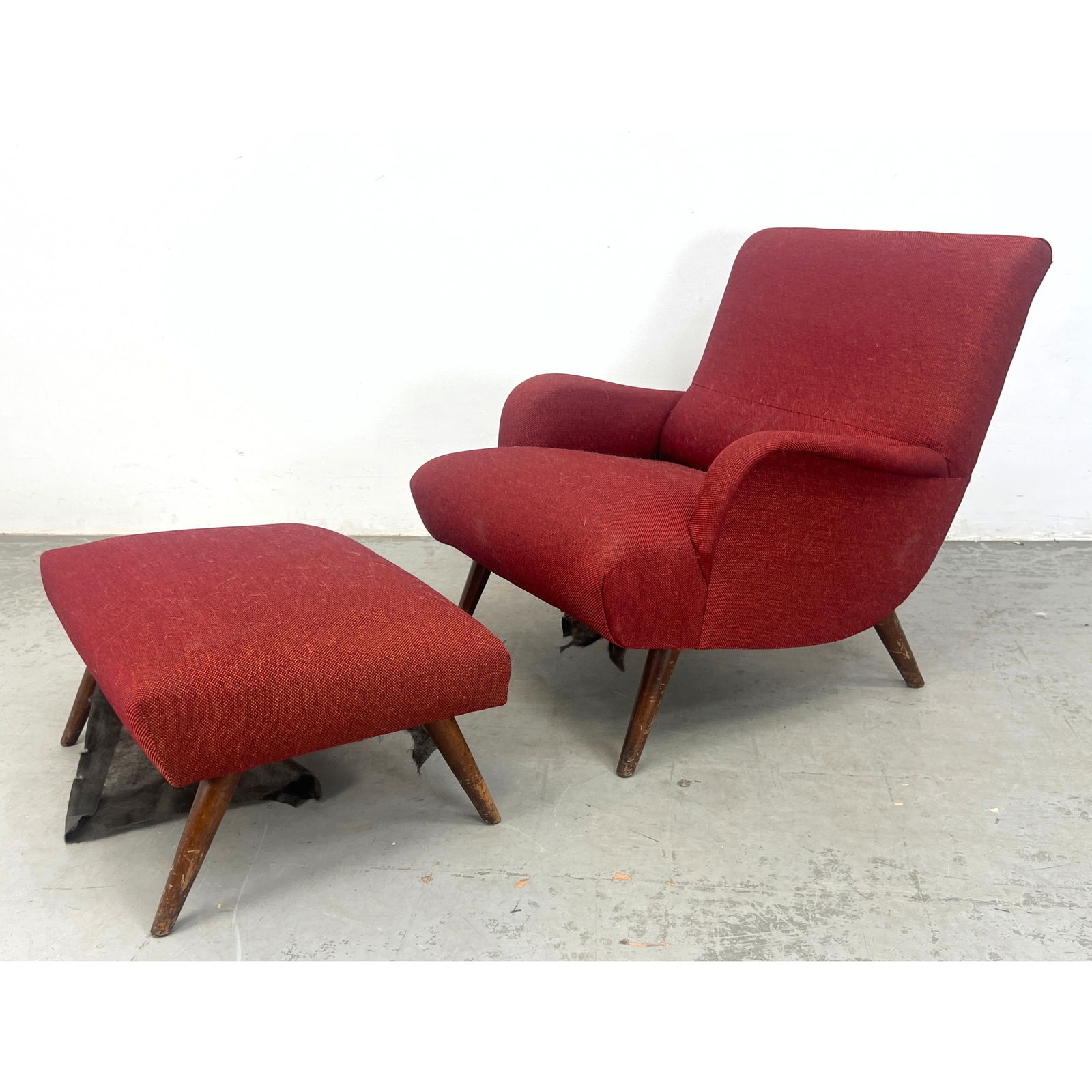 2pc Lounge Chair and Ottoman attributed to Marco Zanuso: 2pc Lounge Chair and Ottoman attributed to Marco Zanuso Dimensions: Height: 29 inches, Width: 28.5 inches, Depth: 33 inches. - Seat Height: 15 inches - Additional Dimensions: Ottoman H: 13 inches, W: