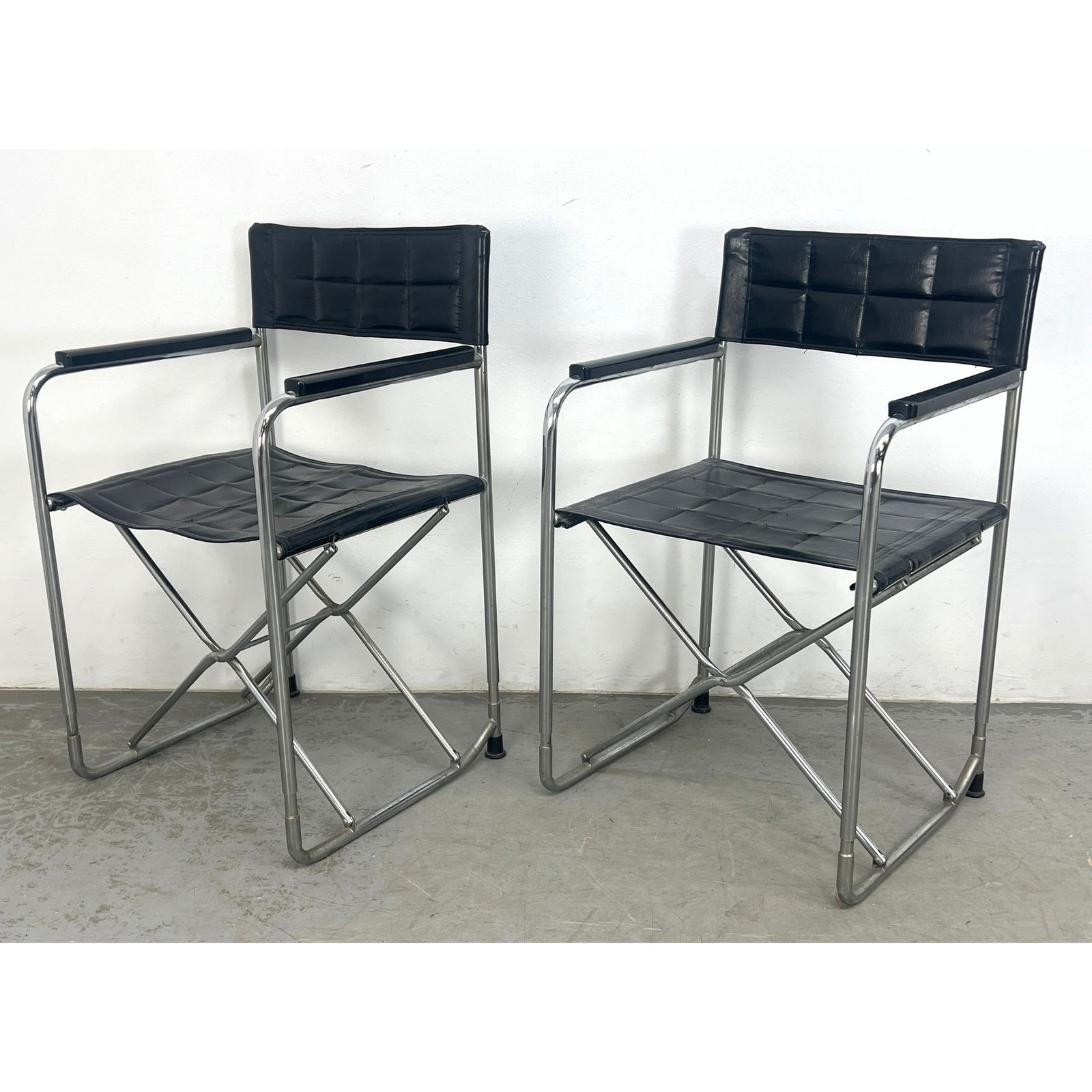 Pair Mid-Century Modern chrome folding Utida X  chairs designed by Shigeru Uchida. unmarked. (1 of 14)