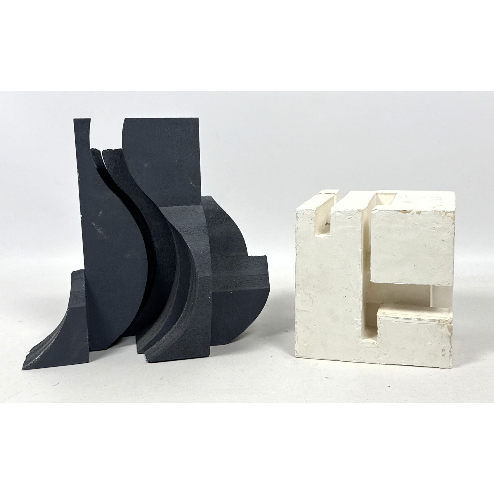 2pcs Abstract Modern sculpture. Architectural wood sculpture and Plaster Cube sculpture. (1 of 8)