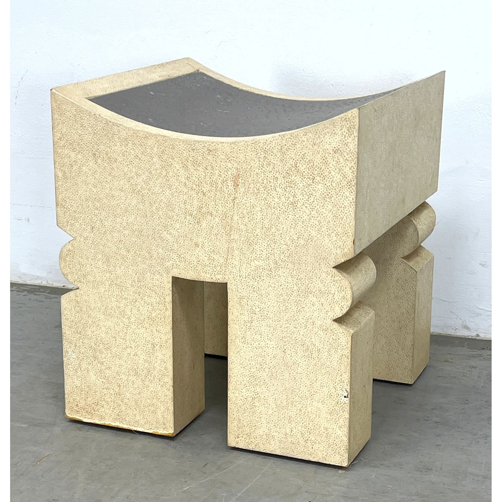 HICKORY CHAIR Co "Marais Bench" Stool. Stylish decorator stool has shaped form with pitted textured (1 of 10)