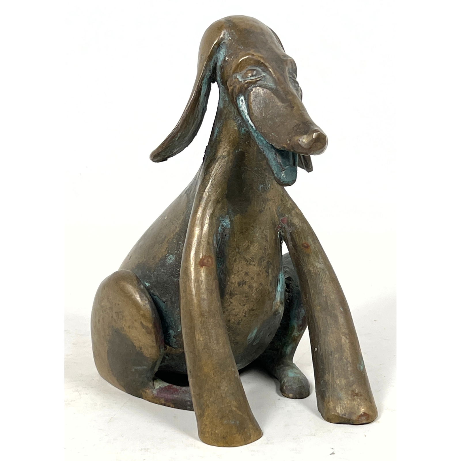 Whimsical Bronze seated Dog Sculpture. Possibly Marty Goldstein. Unmarked. (1 of 8)