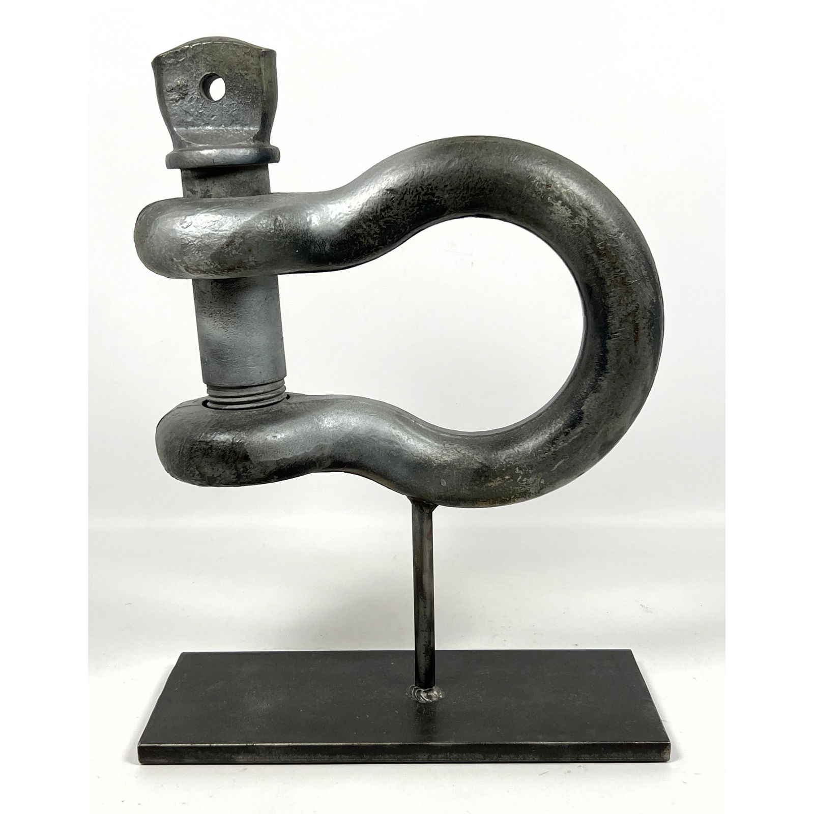 Heavy industrial bow shackle Mounted on Base as sculpture. Heavy solid steel. (1 of 11)