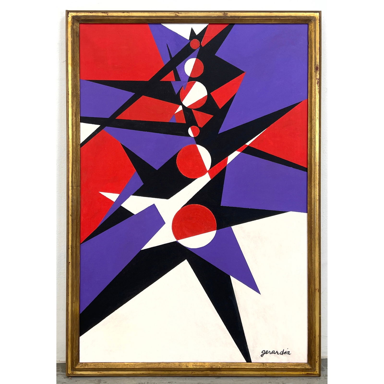 HELEN GERARDIA geometric abstract painting. Bold Graphic Motifs. Signed. (1 of 8)