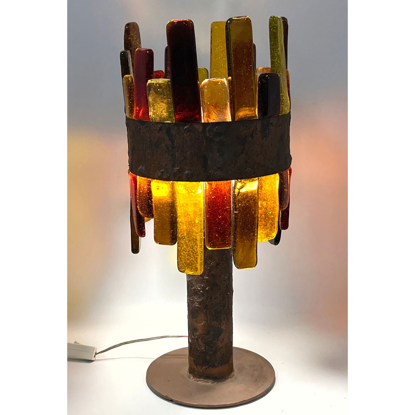 70s Mid Century Feders Felipe Delfinger Brutalist Art Glass Table Lamp (1 of 12)