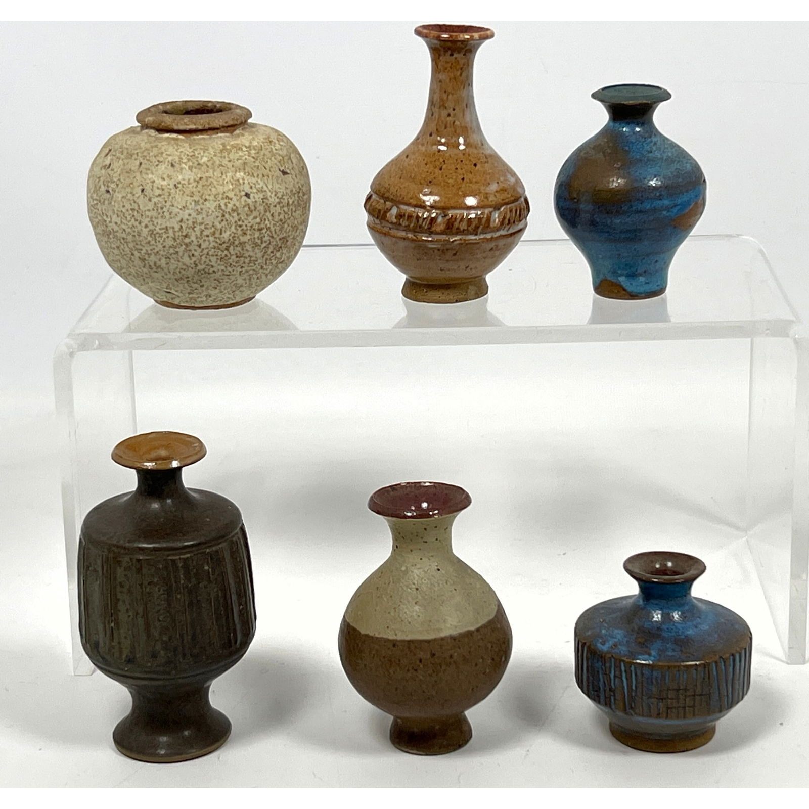 6pc Miniature Cabinet Vases Charles Counts Beaver Ridge Studio Pottery Weed Pots Vases 1959-1962. Si (1 of 20)