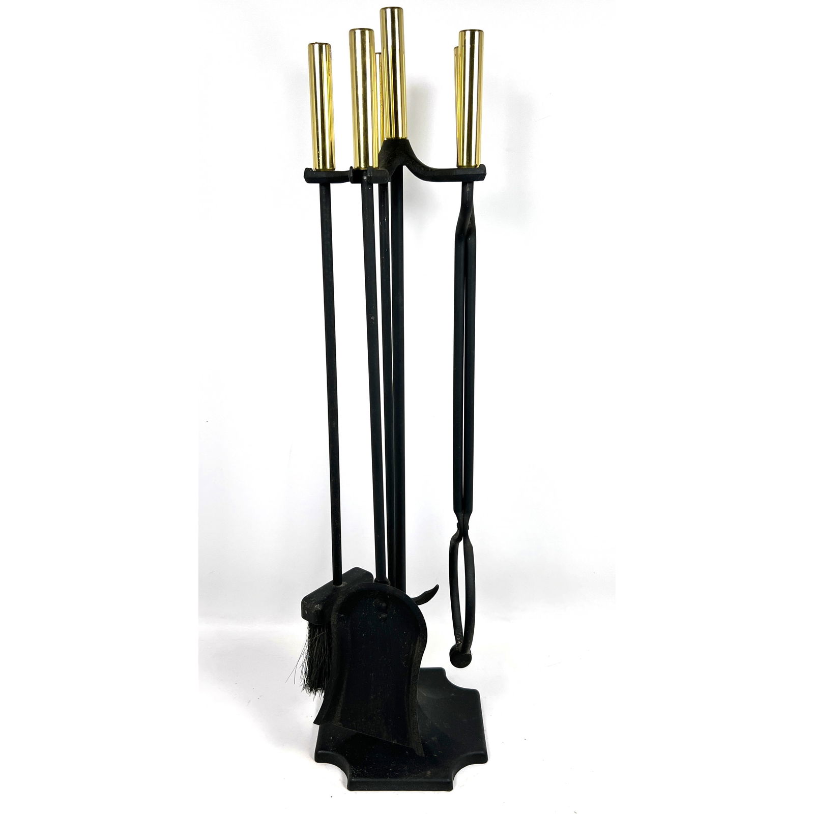 The Adams company fireplace tools. Cylindrical brass handles. Signed under base. (1 of 10)