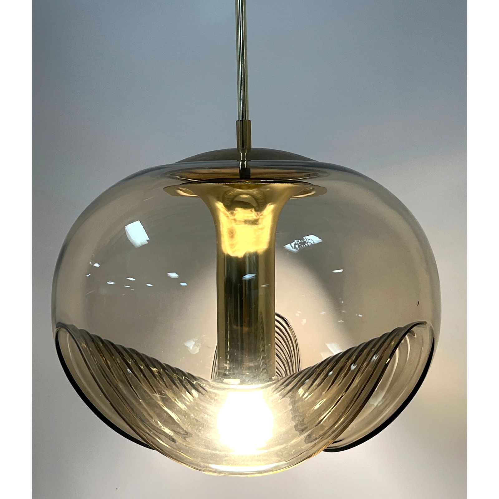Peill and Putzler Tinted 13 inch Glass Wave Pendant Chandelier Lamp.: Peill and Putzler Tinted 13 inch Glass Wave Pendant Chandelier Lamp. Dimensions: Height: 32 inches, Width: 13 inches, Depth: 13 inches. --- - We offer curbside delivery for most items to NYC, Manhatta