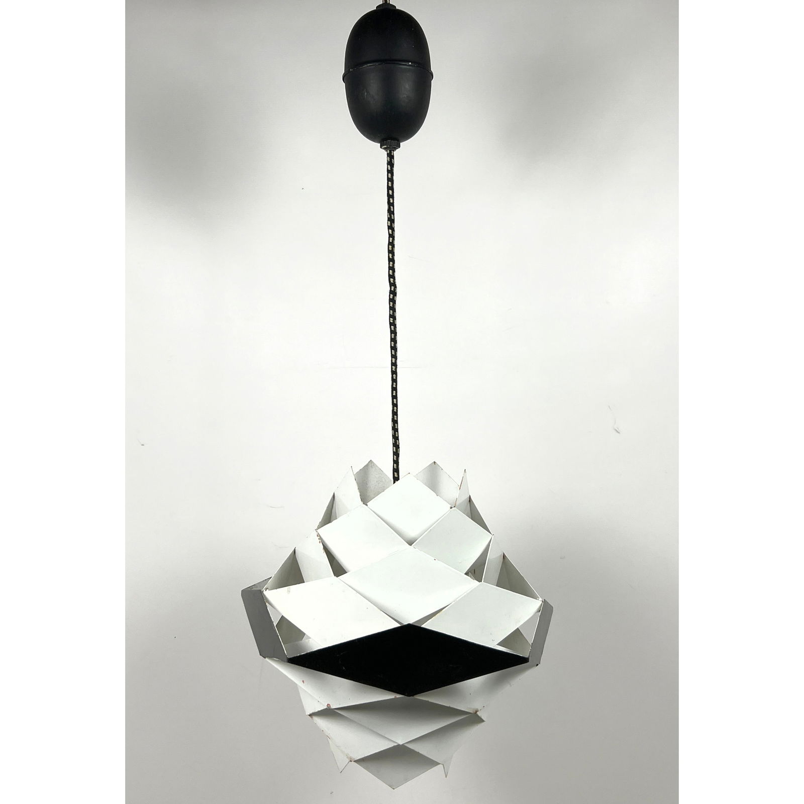 Preben Dahl for Hans Folsgaard Symfoni Pendant Lamp Chandelier. Origami: Preben Dahl for Hans Folsgaard Symfoni Pendant Lamp Chandelier. Origami Dimensions: Height: 32 inches, Width: 12 inches, Depth: 12 inches. --- - We offer curbside delivery for most items to NYC, Manha