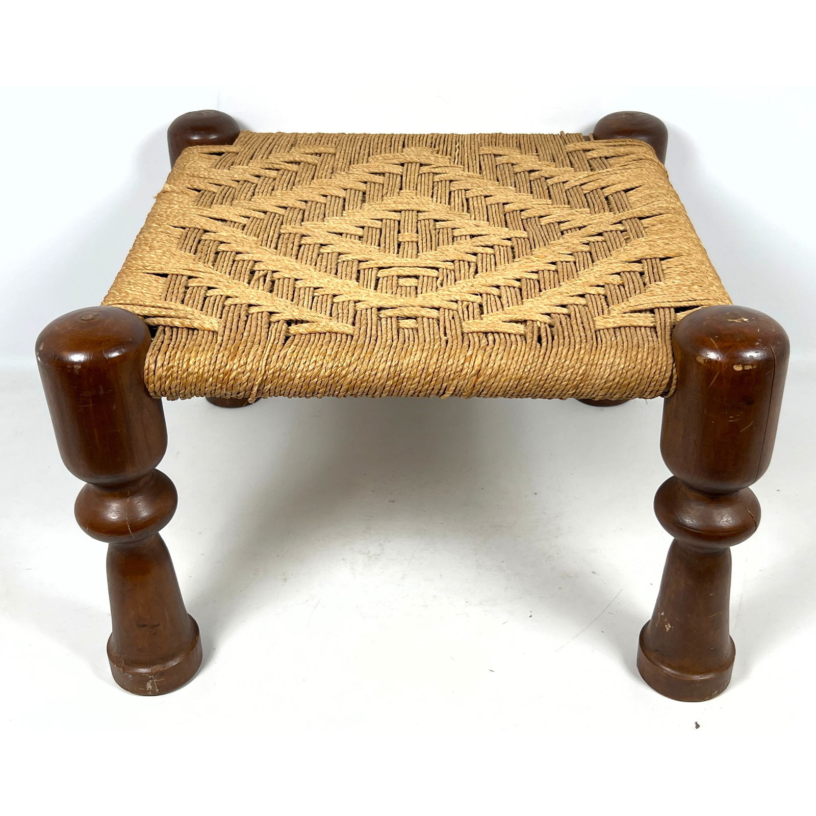 Jute Rope and Turned Wood Stool. Audoux Minet Style (1 of 10)