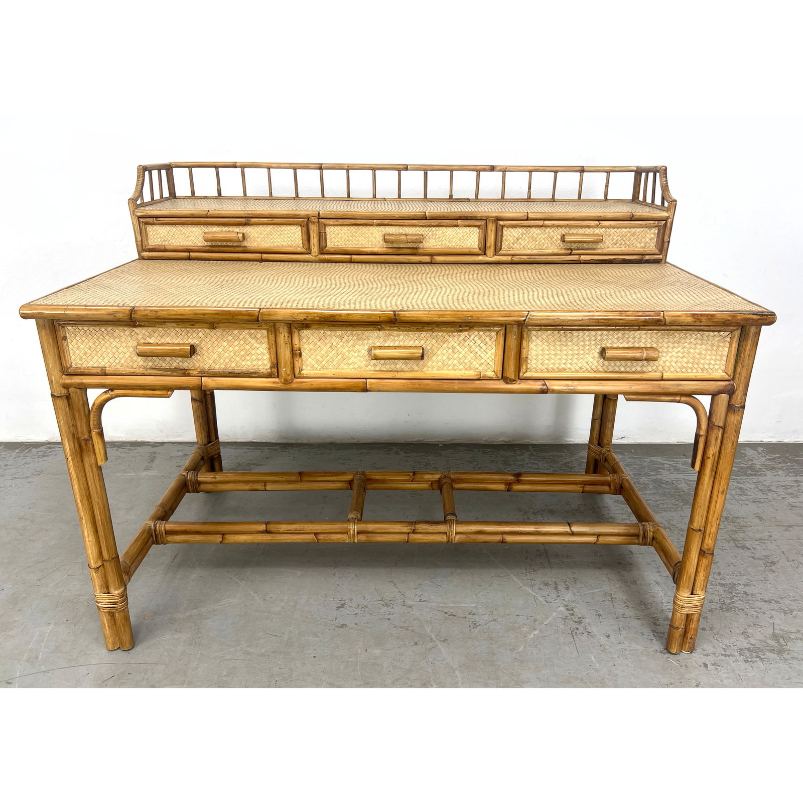 Plantation Style Bamboo and Rattan Writing Desk. (1 of 12)