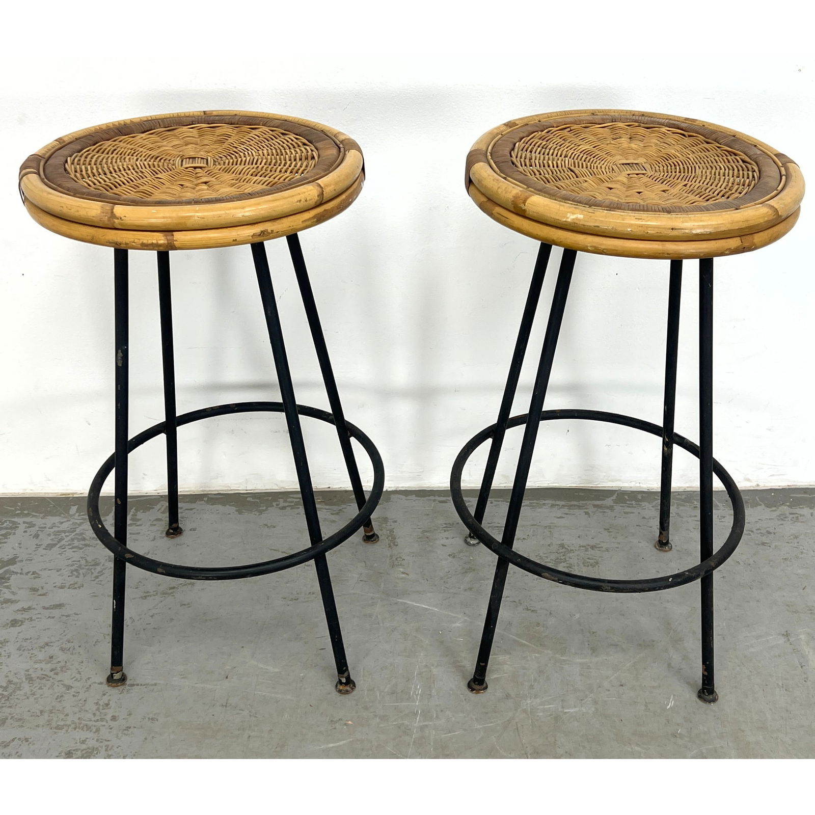 Pair Danny Ho Fong Style Swivel Bar Stools. (1 of 14)