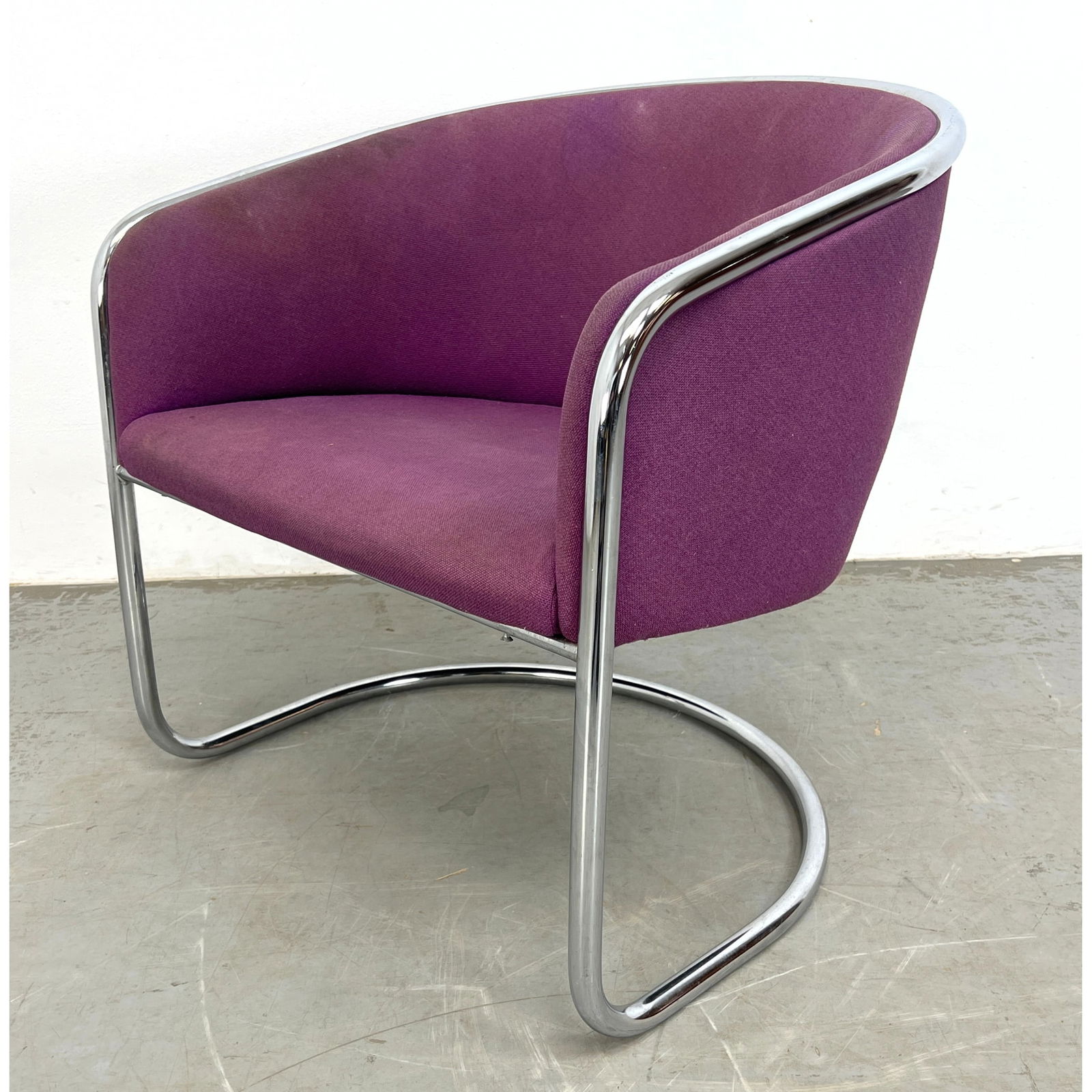 Thonet Industries Chrome Tube Frame Lounge Chair.: Thonet Industries Chrome Tube Frame Lounge Chair. Dimensions: Height: 27.5 inches, Width: 27 inches, Depth: 23 inches. - Seat Height: 16 inches --- - We offer curbside delivery for most items to NYC,