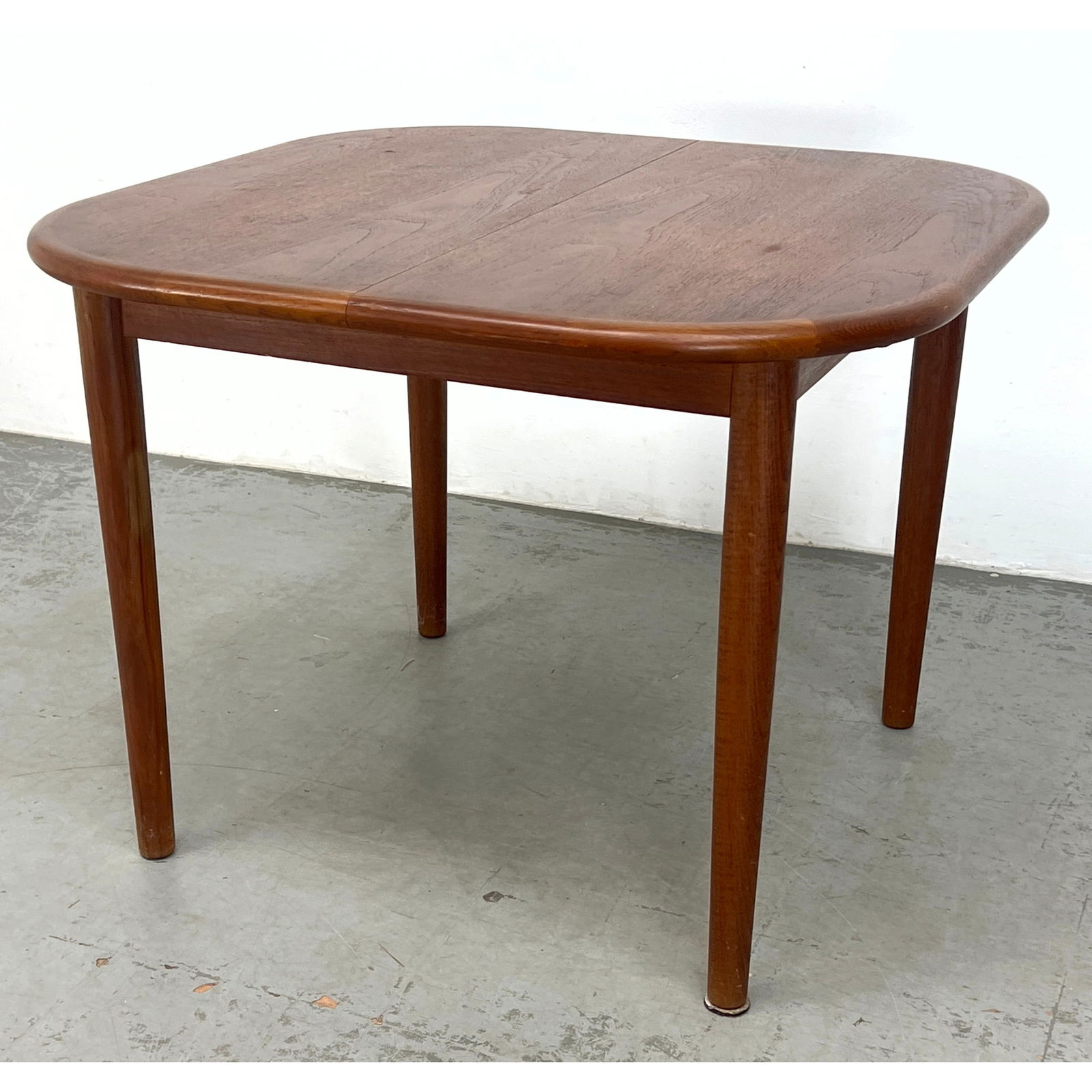 DIETHELM SCANSTYLE Modern Teak Square Dining Table. Pop Up Leaf. Rounded curved corners. Label. (1 of 11)