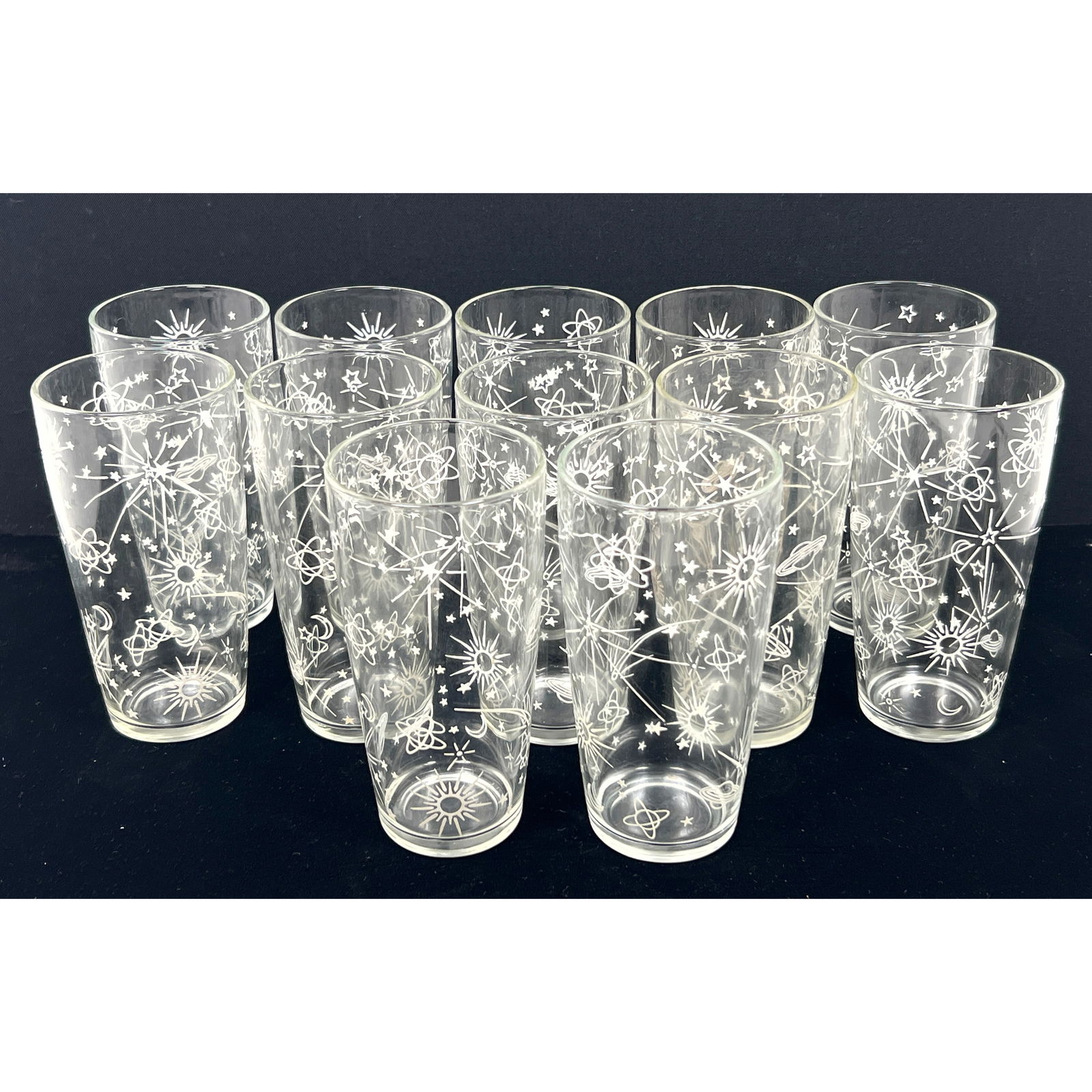 Set 12 pcs 50s Vintage Space Age Atomic Mid Century Drinking Glasses (1 of 11)