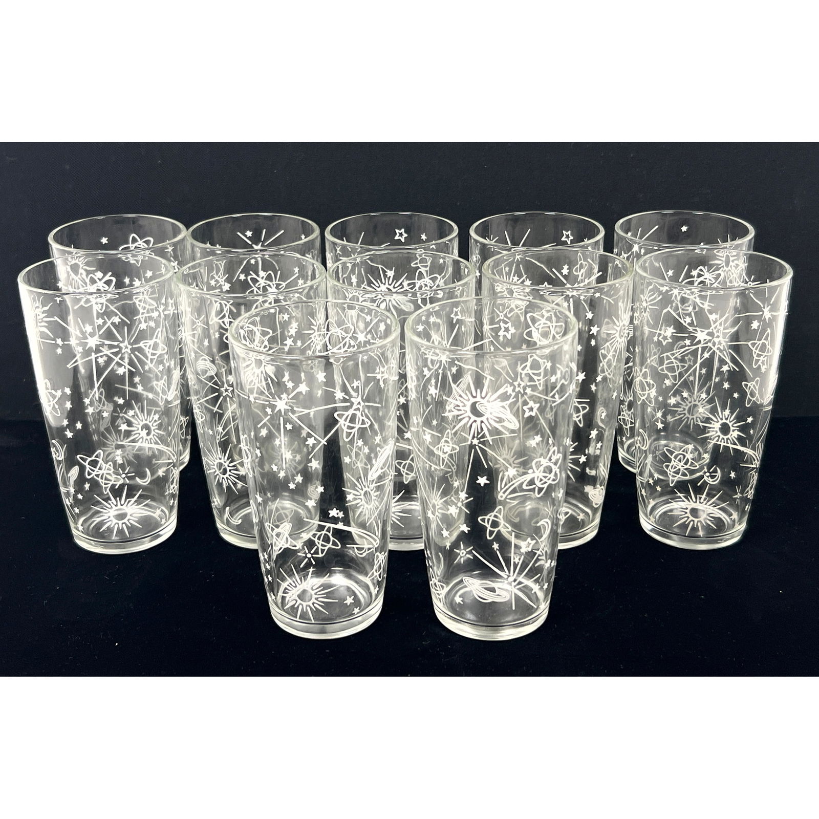 Set 12 pcs 50s Vintage Space Age Atomic Mid Century Drinking Glasses (1 of 12)