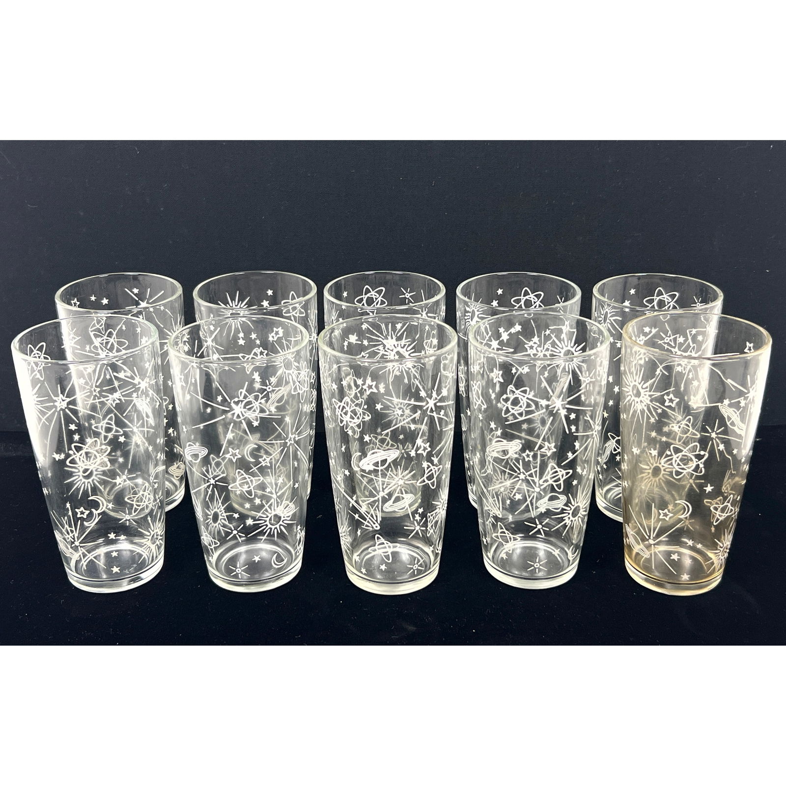 Set 10 pcs 50s Vintage Space Age Atomic Mid Century Drinking Glasses (1 of 12)