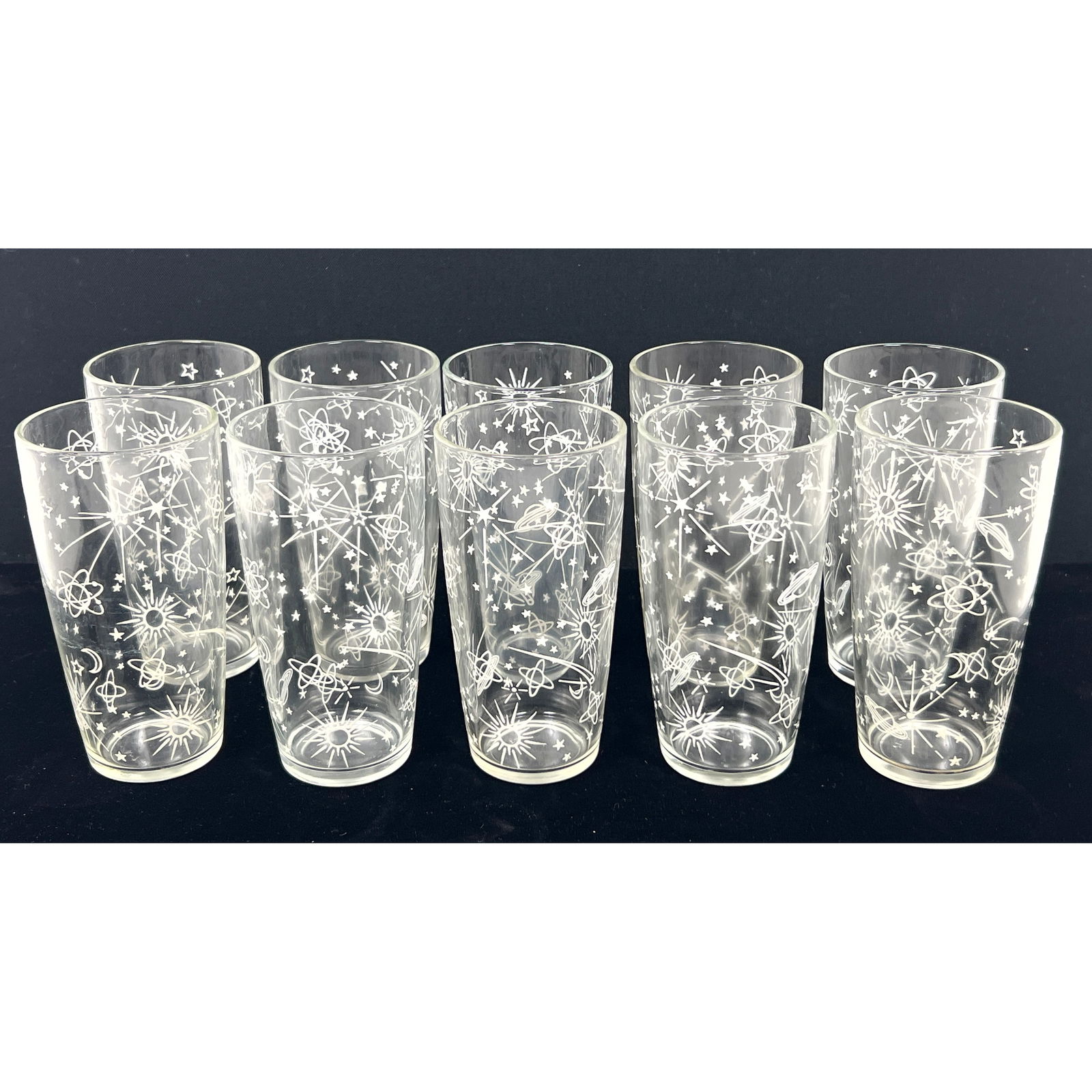 Set 10 pcs 50s Vintage Space Age Atomic Mid Century Drinking Glasses (1 of 11)