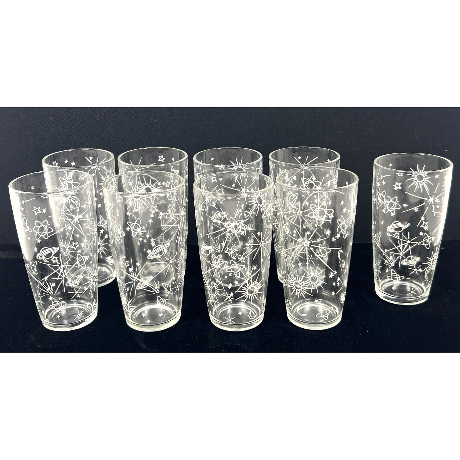 Set 9 pcs 50s Vintage Space Age Atomic Mid Century Drinking Glasses (1 of 10)